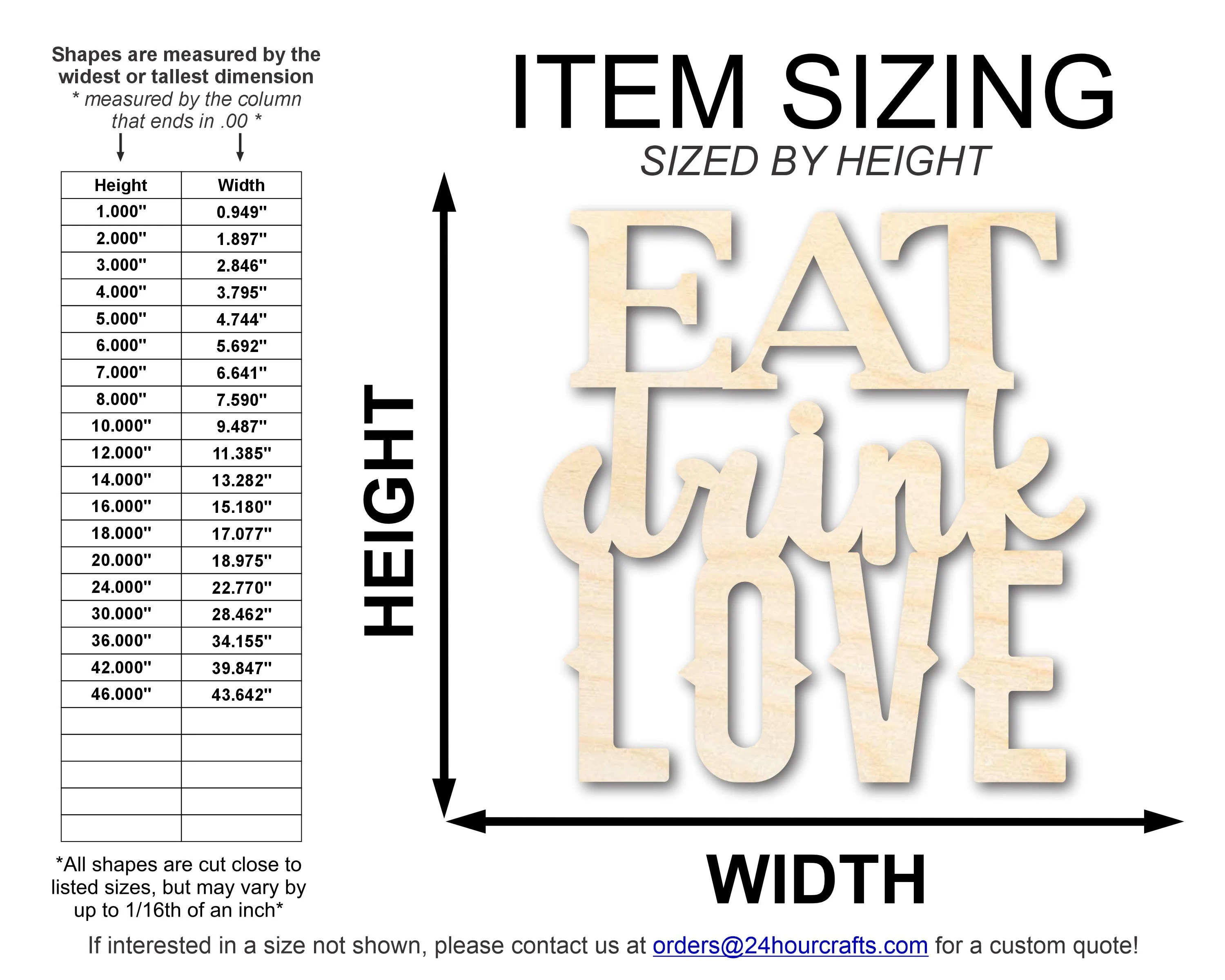 Unfinished Wood Eat Love Drink Cutout | DIY Craft Shape | up to 46" DIY - Image 2