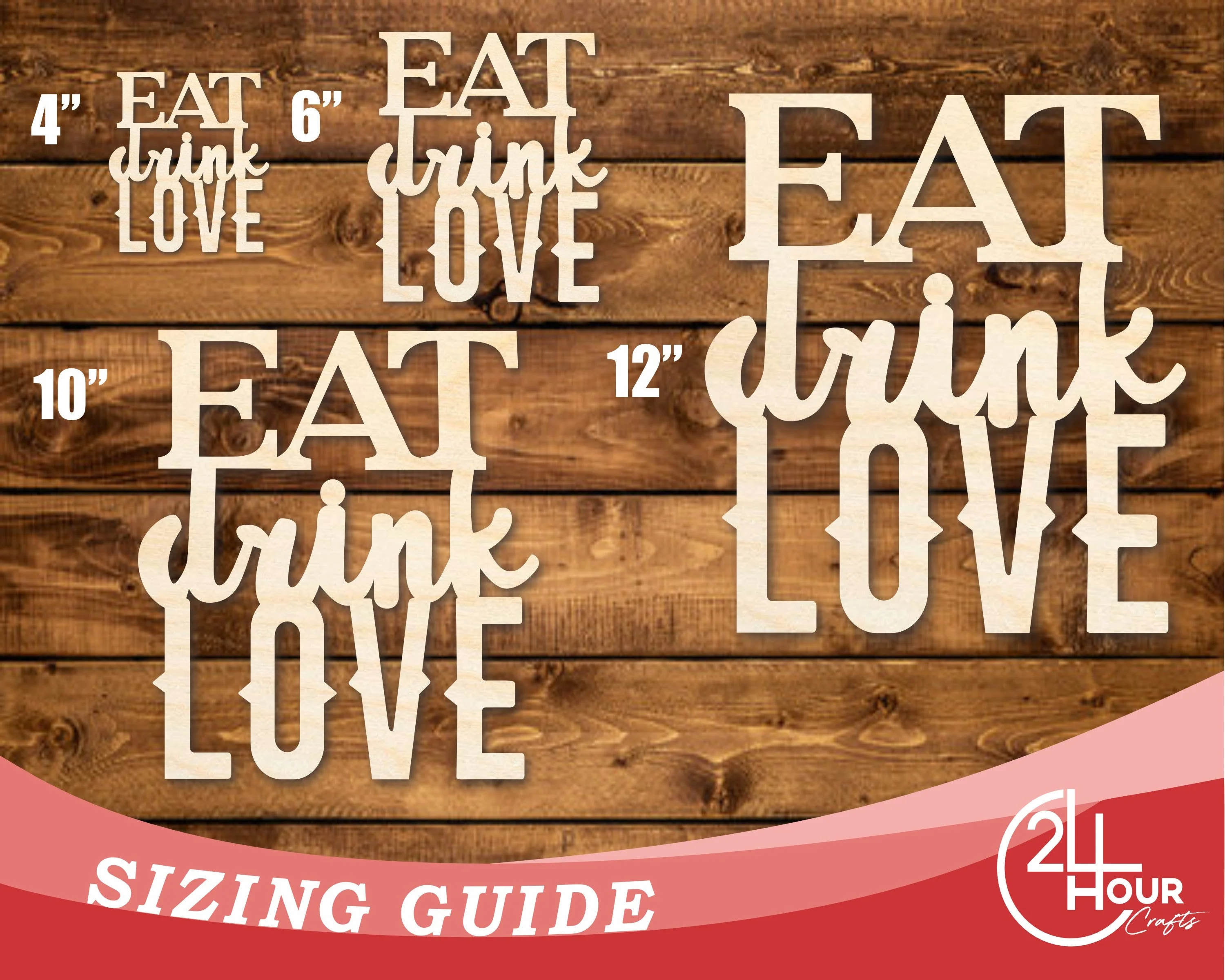 Unfinished Wood Eat Love Drink Cutout | DIY Craft Shape | up to 46" DIY - Image 3