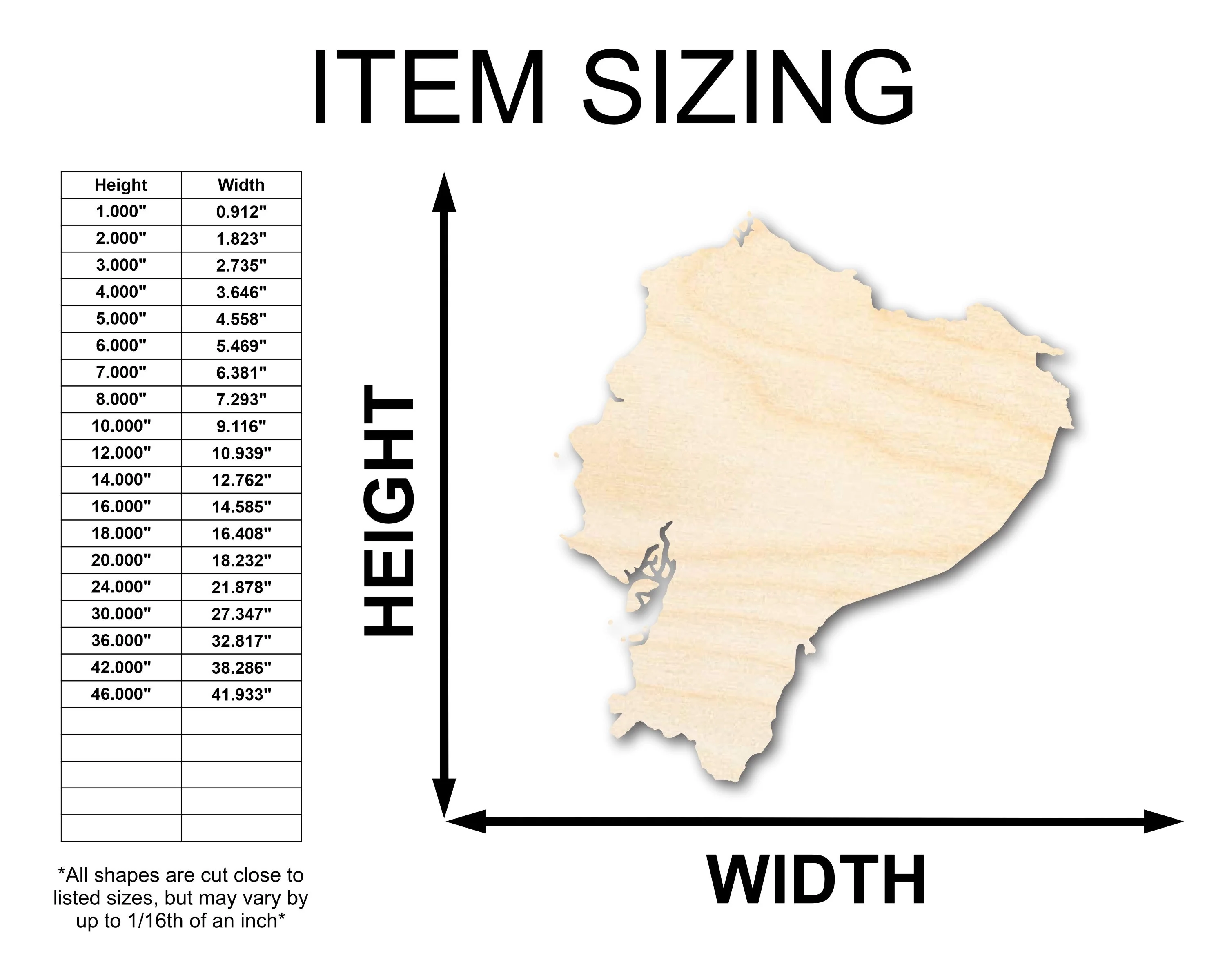 Unfinished Wood Ecuador Shape - Craft - up to 46" - Image 2