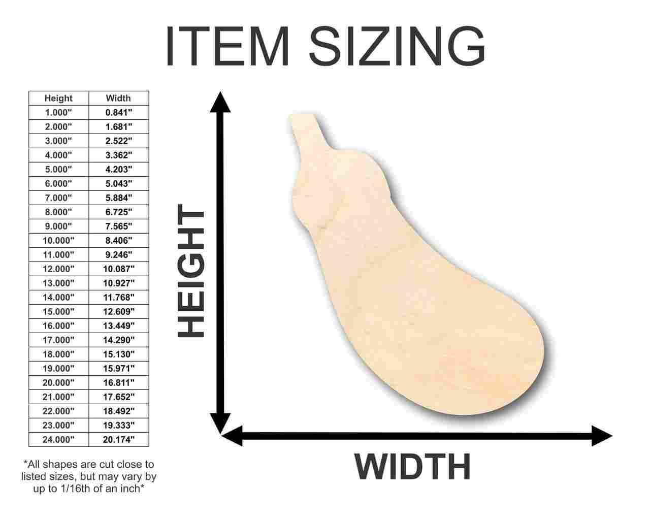 Unfinished Wood Eggplant Shape - Kitchen - Food - Craft - up to 46" DIY - Image 2