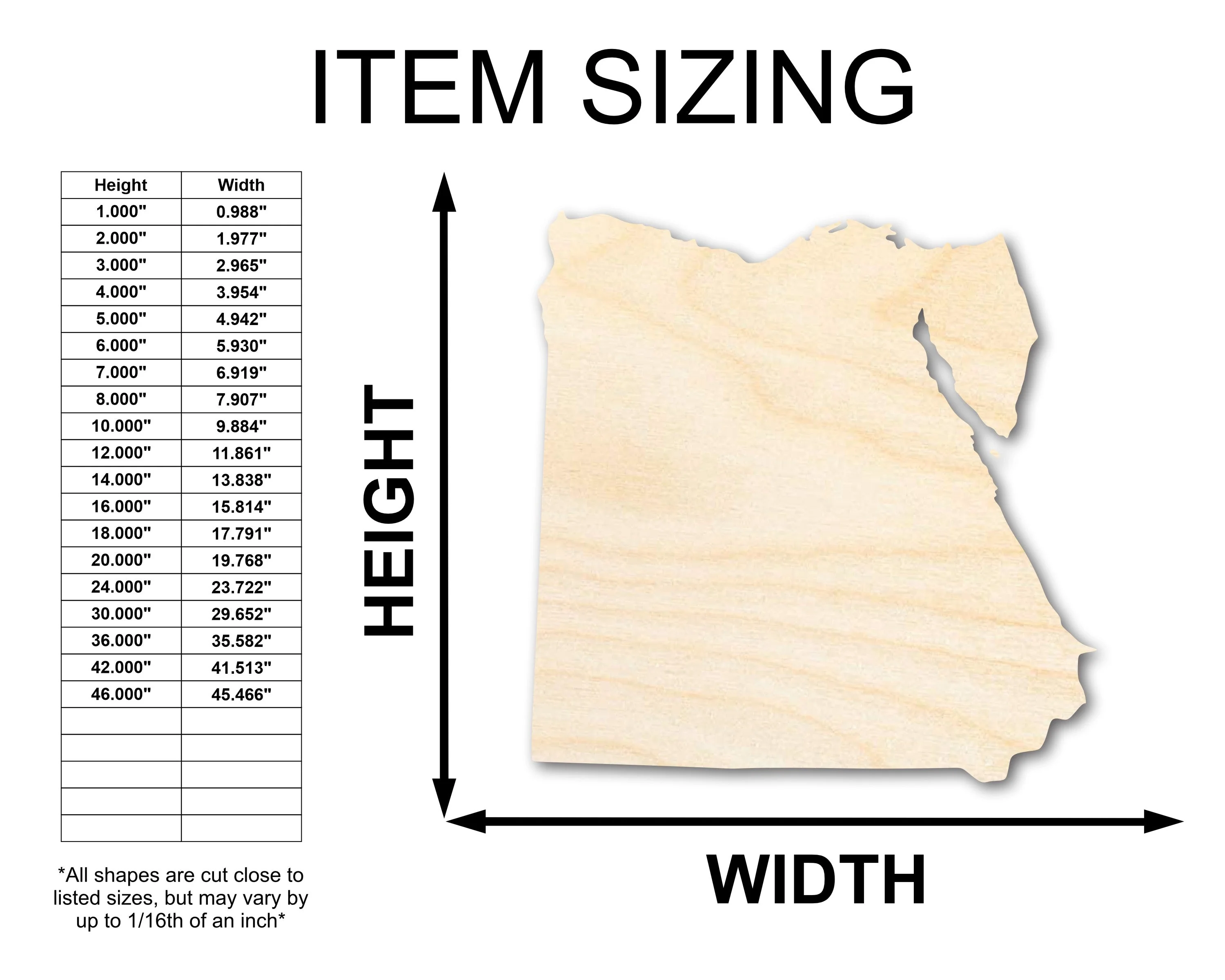 Unfinished Wood Egypt Shape - Craft - up to 46" - Image 2