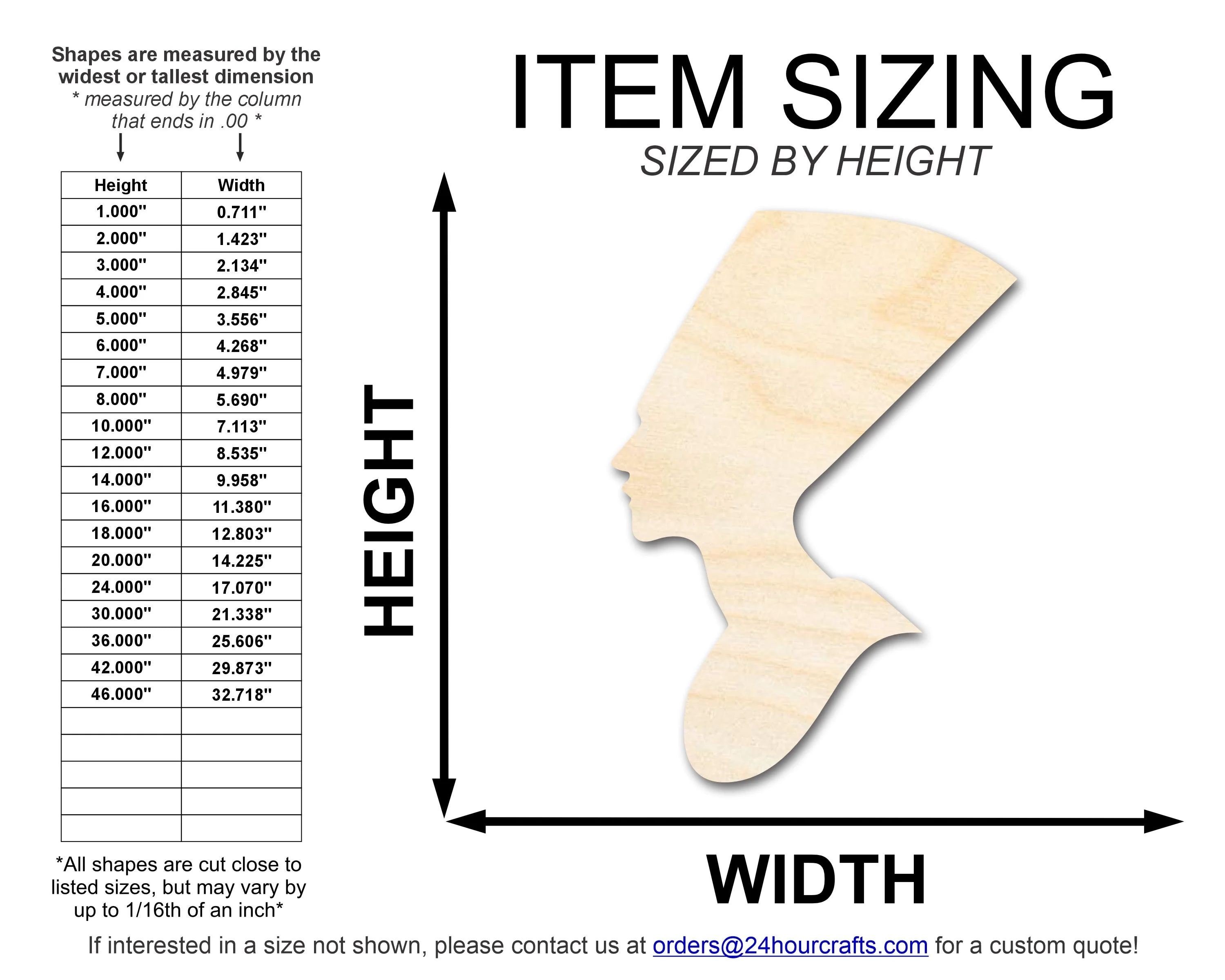 Unfinished Wood Egyptian Queen Shape | DIY Craft Cutout | up to 46" DIY - Image 2