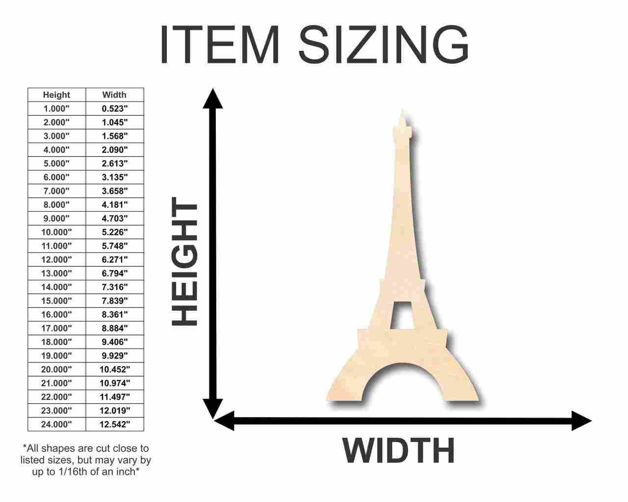 Unfinished Wood Eiffel Tower Shape - Paris - Monument - Craft - up to 46" DIY - Image 2