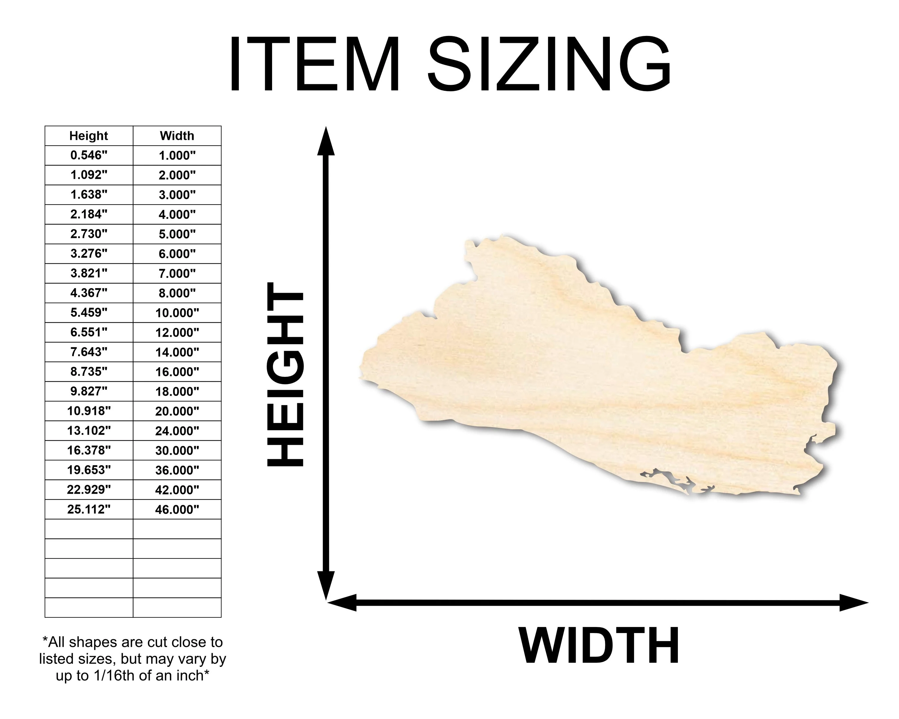 Unfinished Wood El Salvador Country Shape - Central American Craft - up to 46" DIY - Image 2