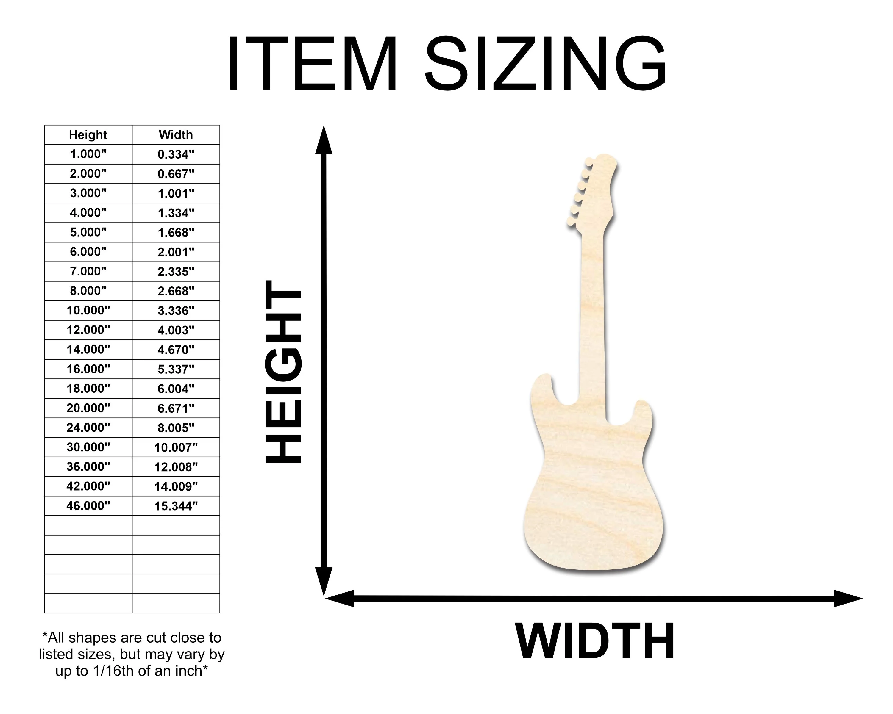 Unfinished Wood Electric Guitar Shape - Craft - up to 46" - Image 2