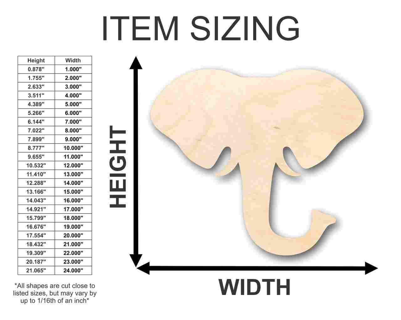 Unfinished Wood Elephant Head Shape - Animal - Wildlife - Craft - up to 46" DIY - Image 2