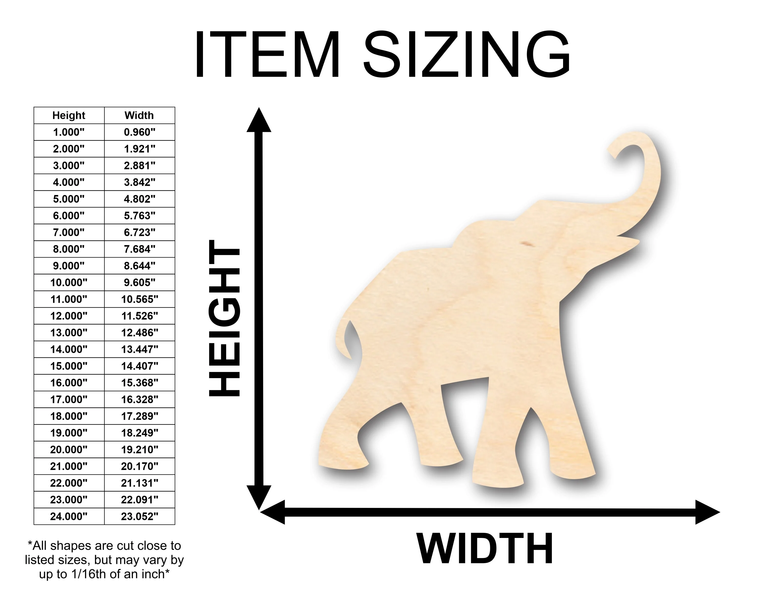 Unfinished Wood Elephant Shape - Craft - up to 46" DIY - Image 2