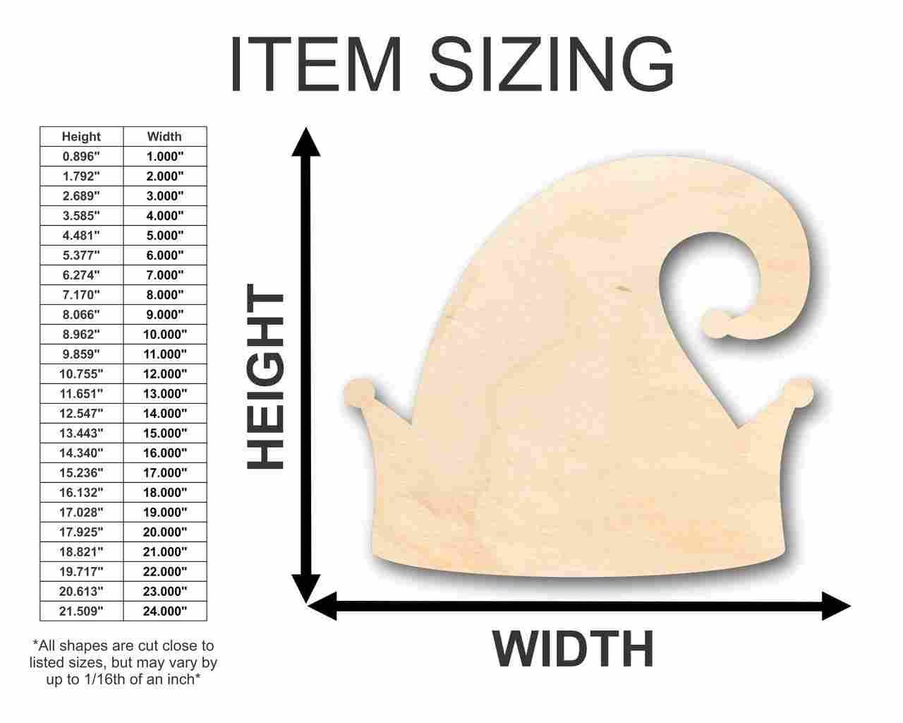 Unfinished Wood Elf Hat Shape - Christmas - Ornament - Craft - up to 46" DIY - Image 2