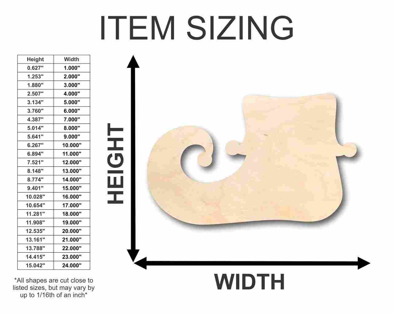Unfinished Wood Elf Shoe Shape - Christmas - Ornament - Craft - up to 46" DIY - Image 3