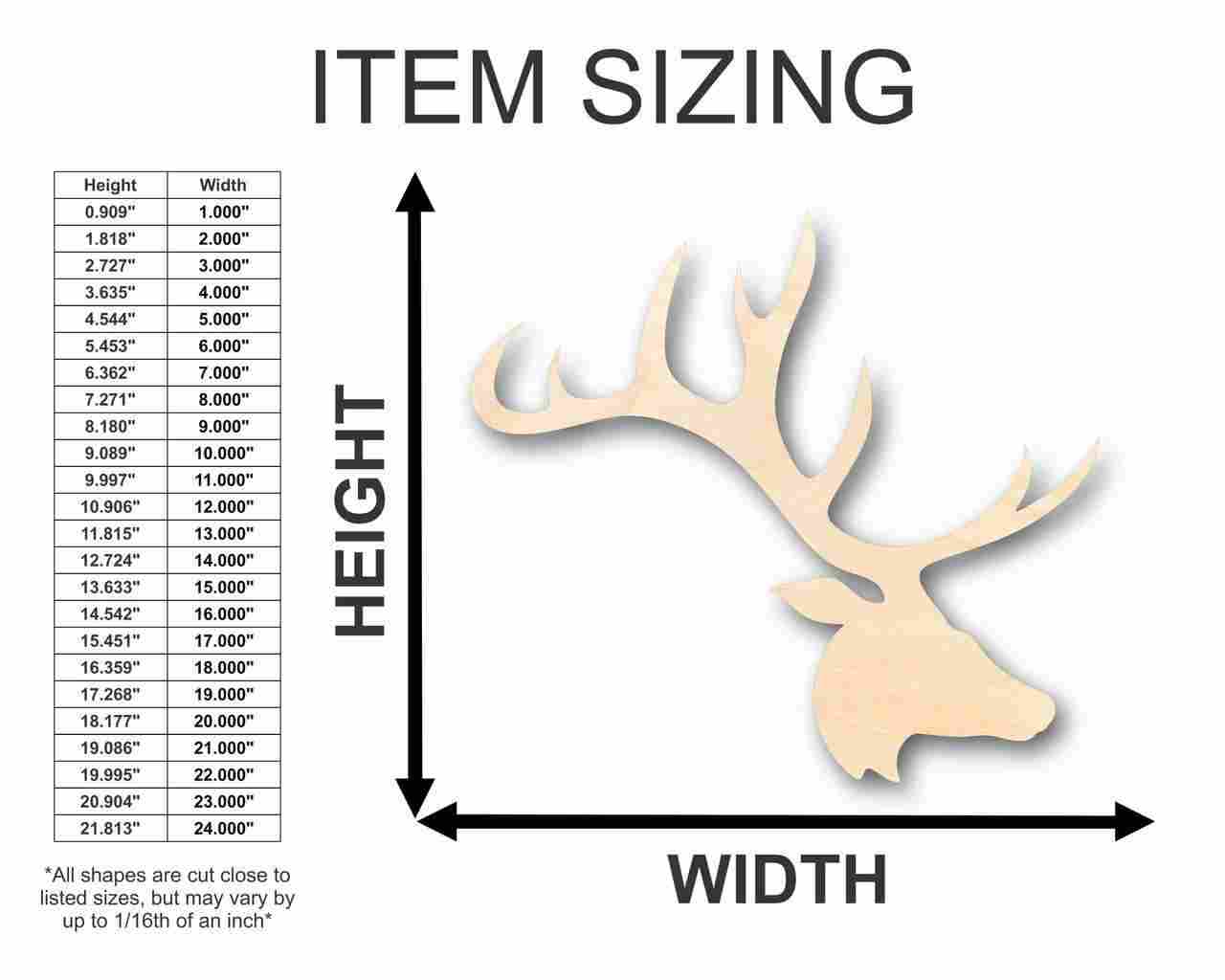 Unfinished Wood Elk Head Antlers Shape - Animal - Wildlife - Craft - up to 46" DIY - Image 2