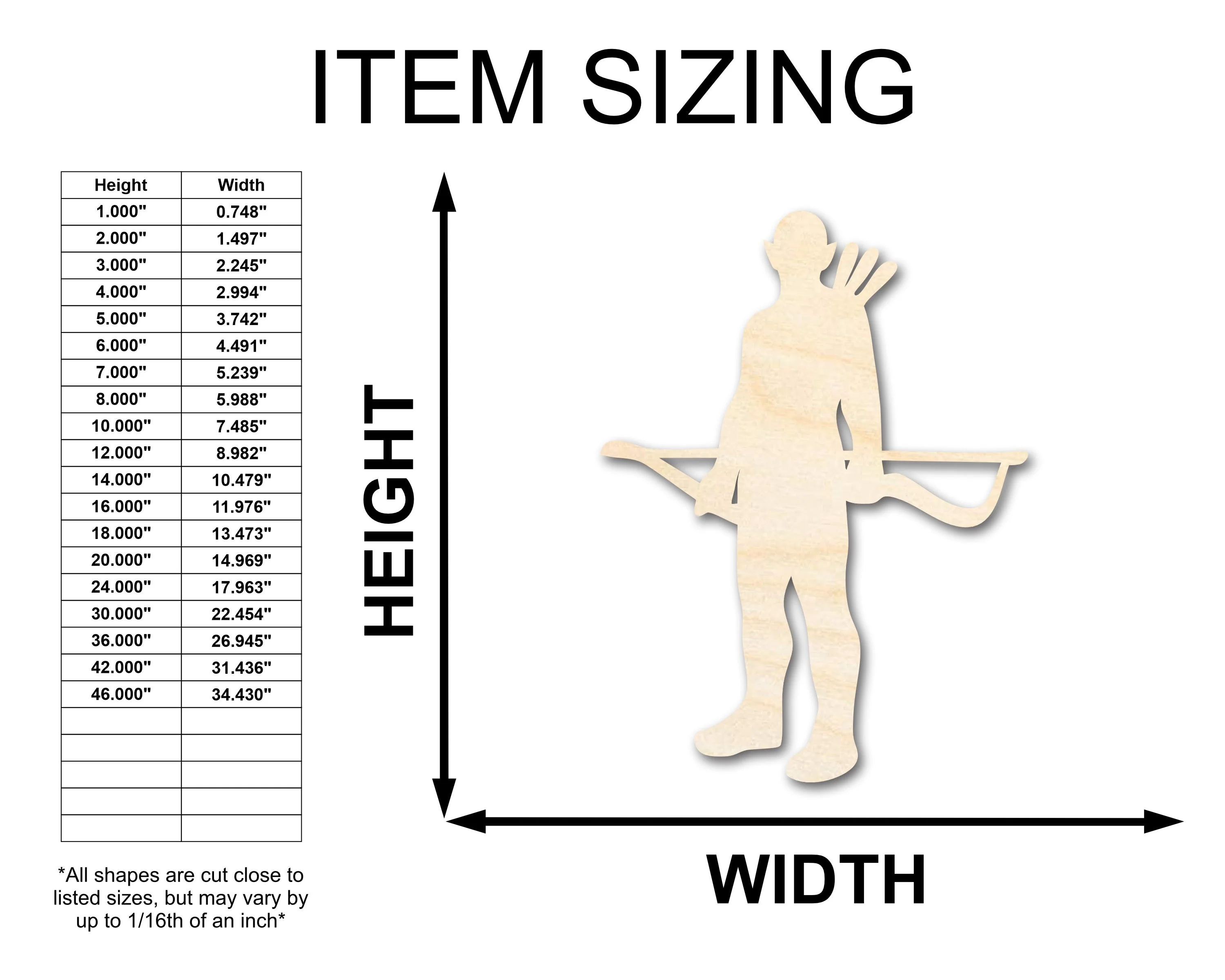 Unfinished Wood Elven Archer Shape - Craft - up to 46" - Image 2