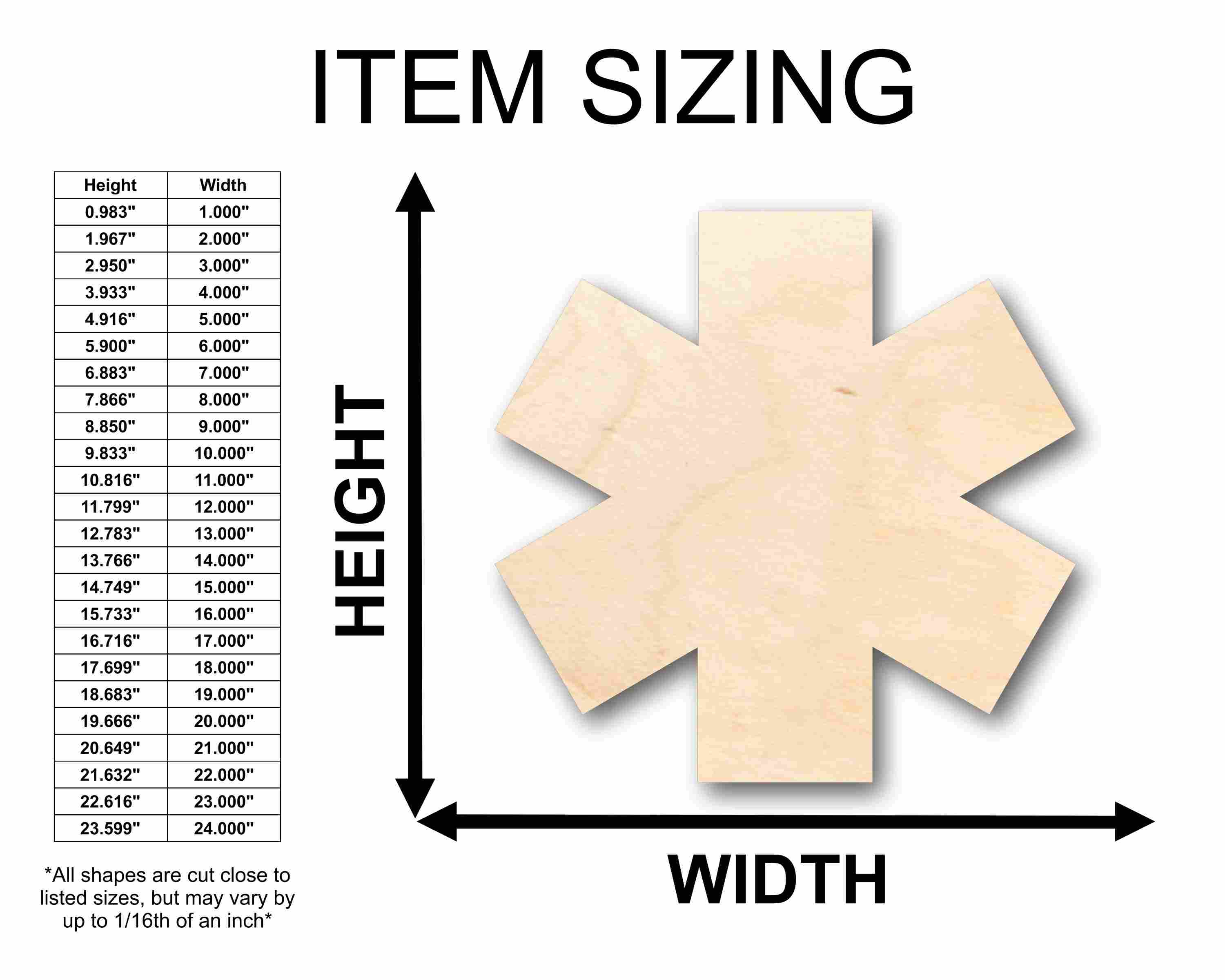 Unfinished Wood EMS Medical Life Star Badge Silhouette - Craft- up to 46" DIY - Image 2