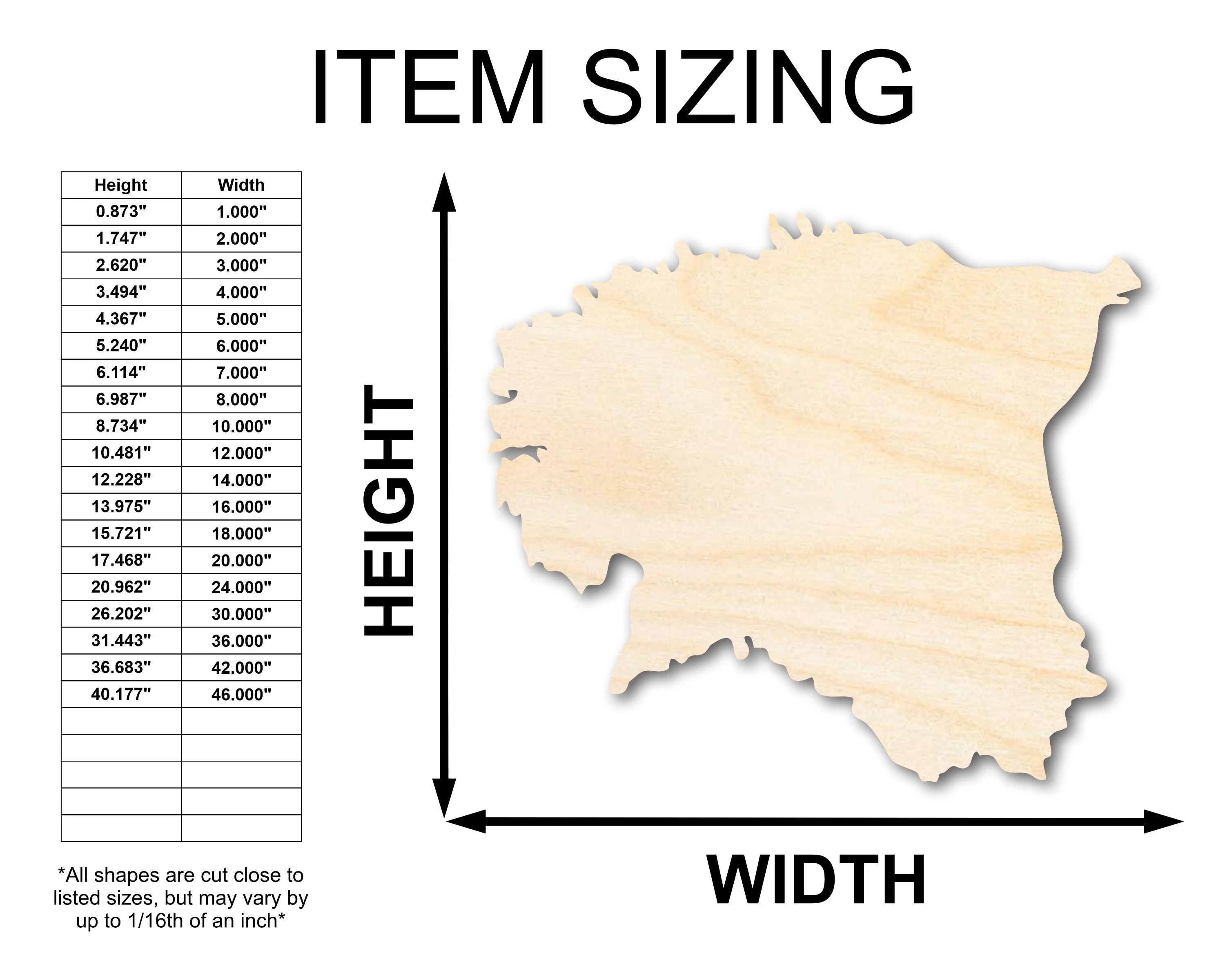 Unfinished Wood Estonia Country Shape - European Craft - up to 46" DIY - Image 2
