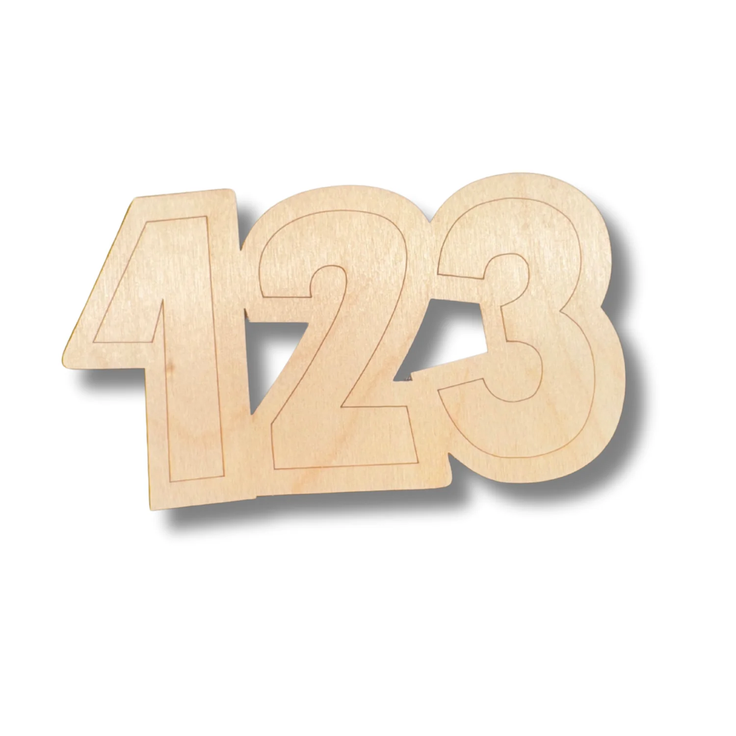 Unfinished Wood Etched 123 Shape | Paint By Line Crafts | up to 30" DIY - Image 2