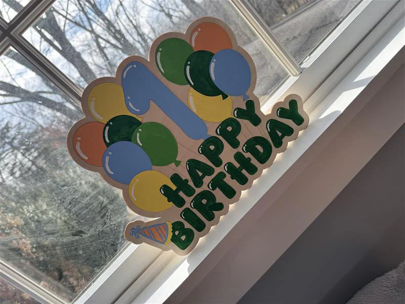 Unfinished Wood Etched 1st Birthday Balloons Shape | Paint By Line Crafts | up to 30" DIY - Image 2
