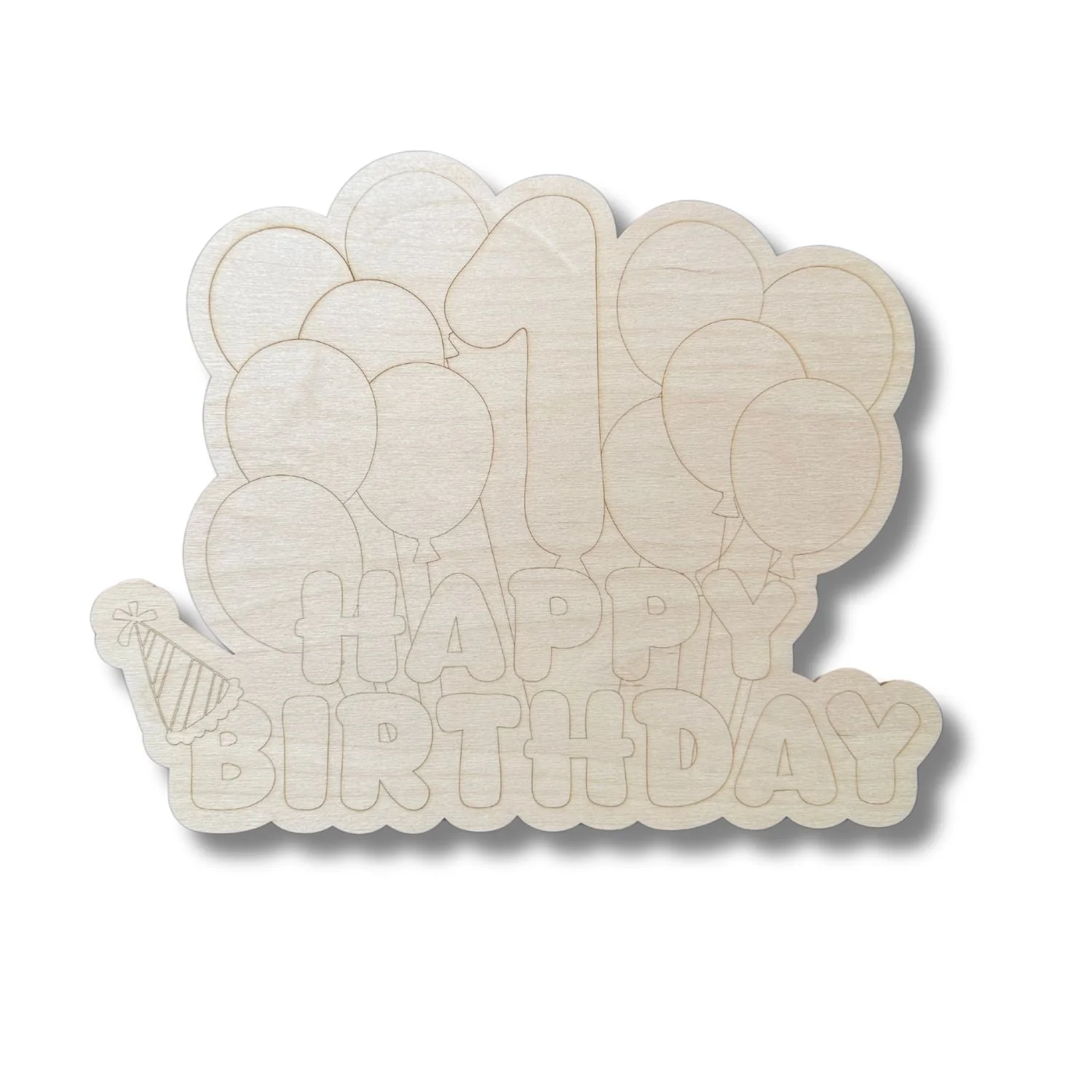 Unfinished Wood Etched 1st Birthday Balloons Shape | Paint By Line Crafts | up to 30" DIY - Image 3