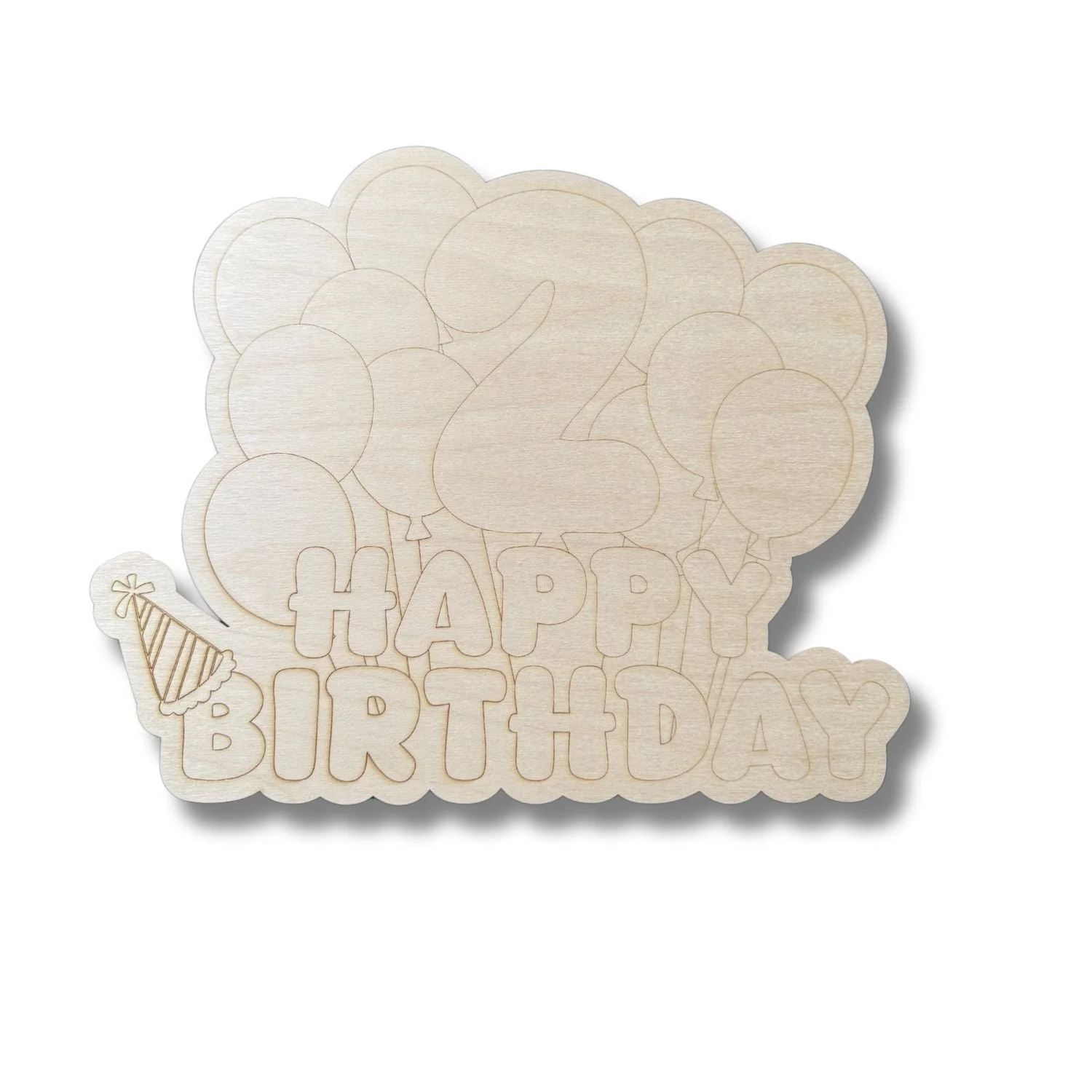 Unfinished Wood Etched 2nd Birthday Balloons Shape | Paint By Line Crafts | up to 30" DIY - Image 2
