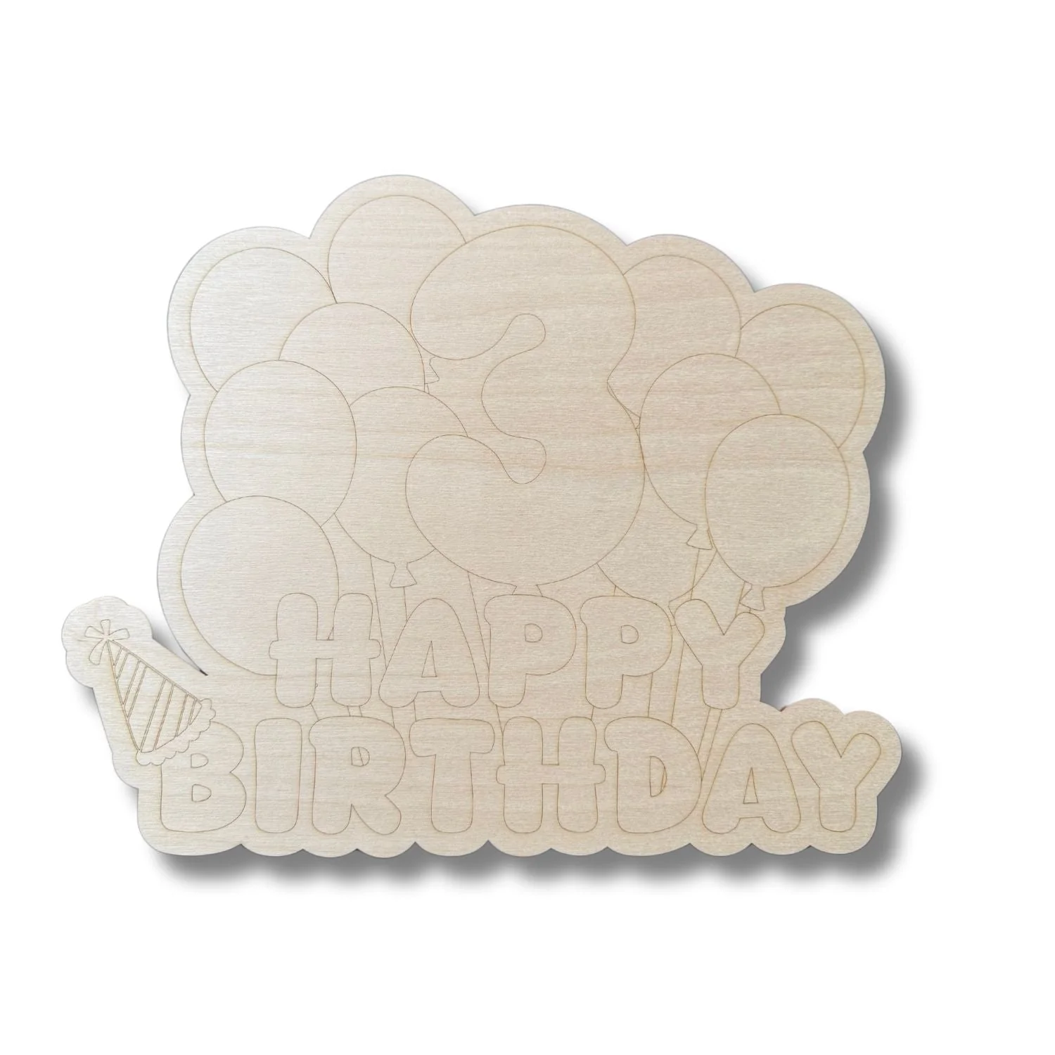 Unfinished Wood Etched 3rd Birthday Balloons Shape | Paint By Line Crafts | up to 30" DIY - Image 2
