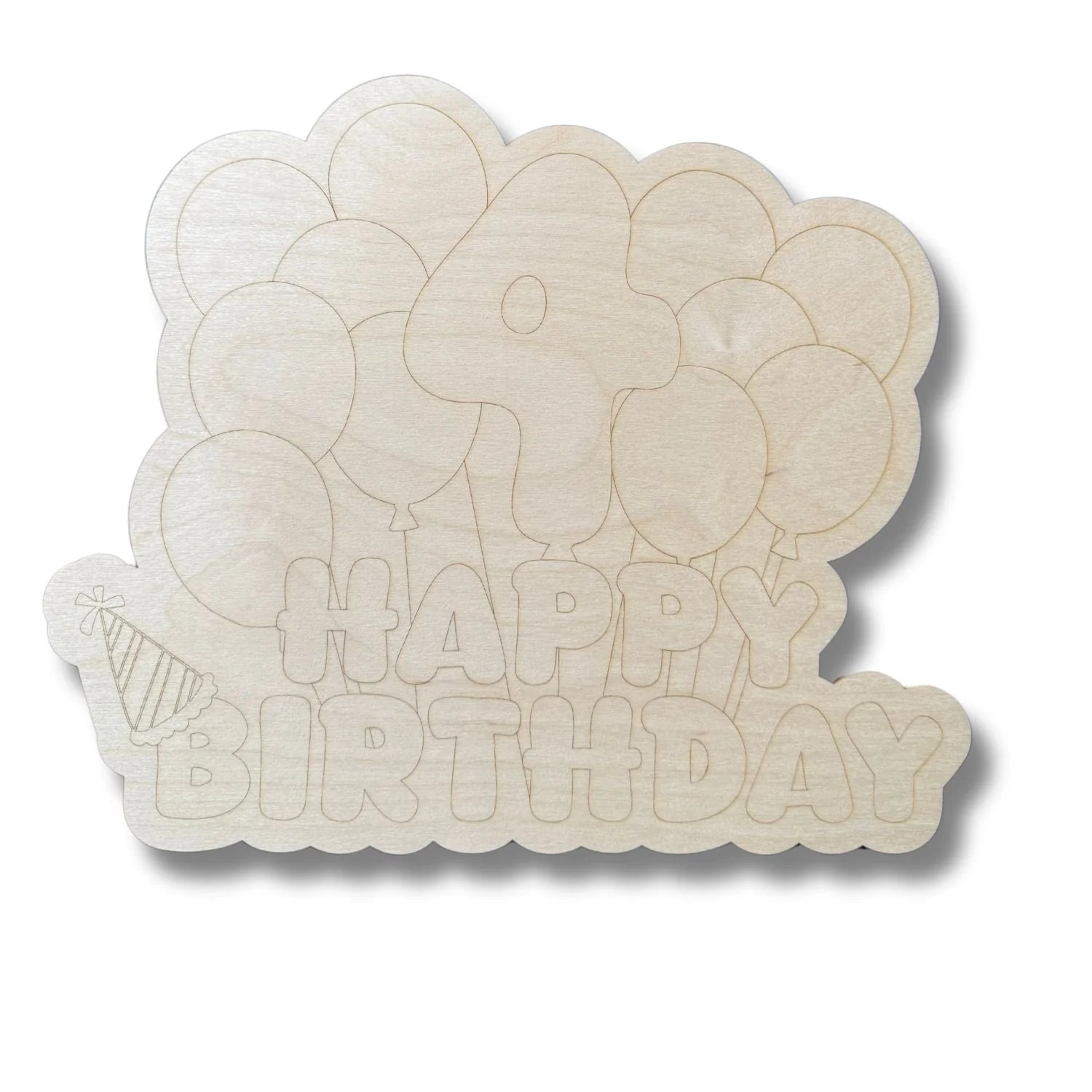 Unfinished Wood Etched 4th Birthday Balloons Shape | Paint By Line Crafts | up to 30" DIY - Image 2