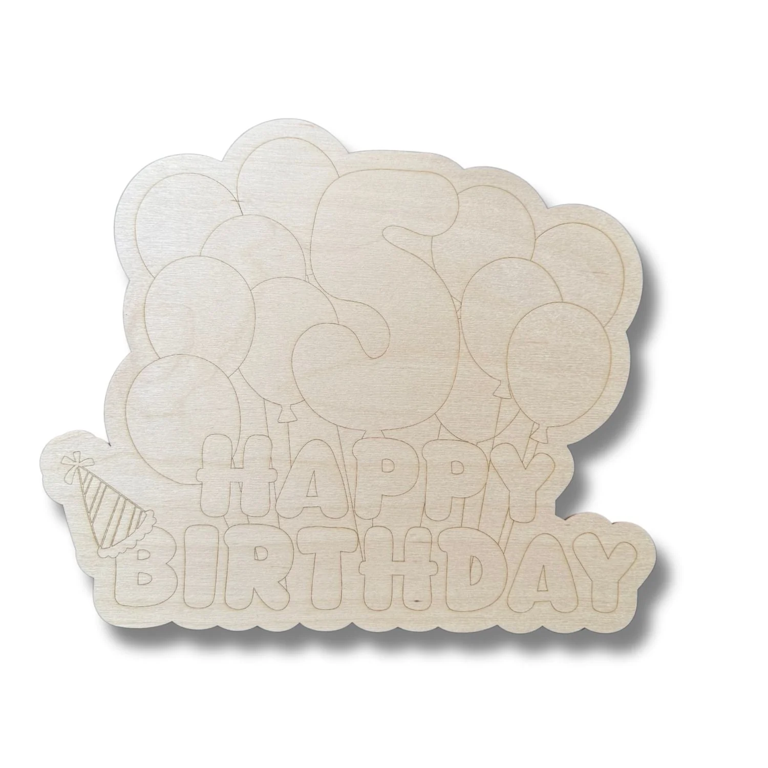 Unfinished Wood Etched 5th Birthday Balloons Shape | Paint By Line Crafts | up to 30" DIY - Image 2