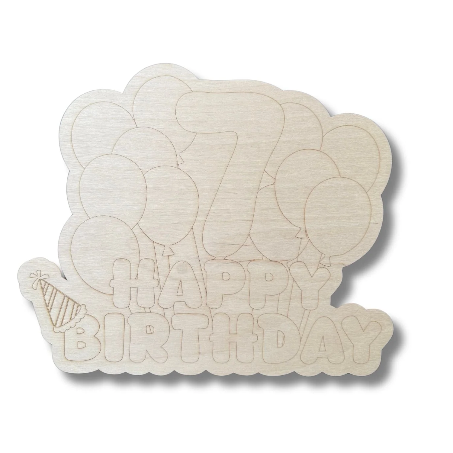 Unfinished Wood Etched 7th Birthday Balloons Shape | Paint By Line Crafts | up to 30" DIY - Image 2