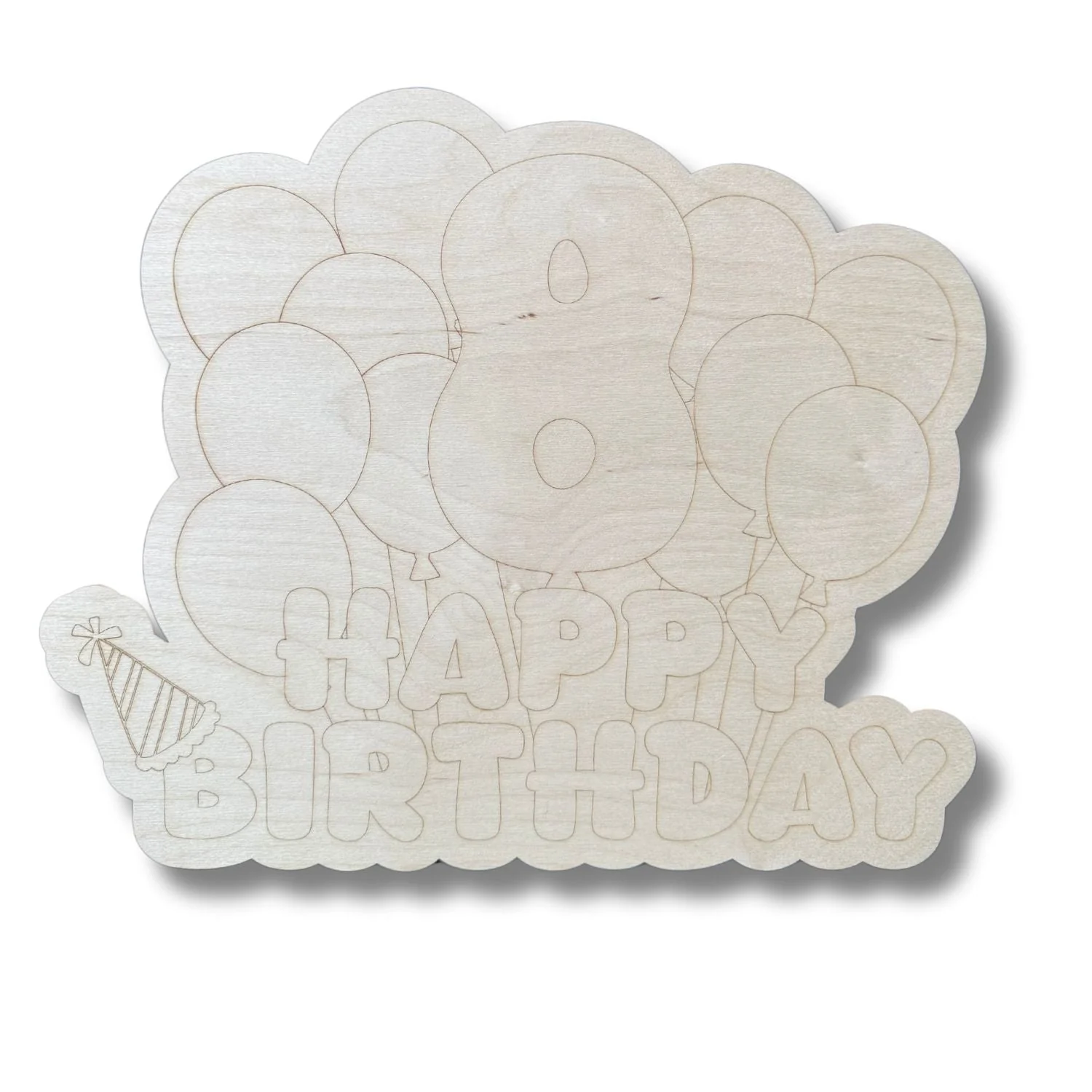 Unfinished Wood Etched 8th Birthday Balloons Shape | Paint By Line Crafts | up to 30" DIY - Image 2