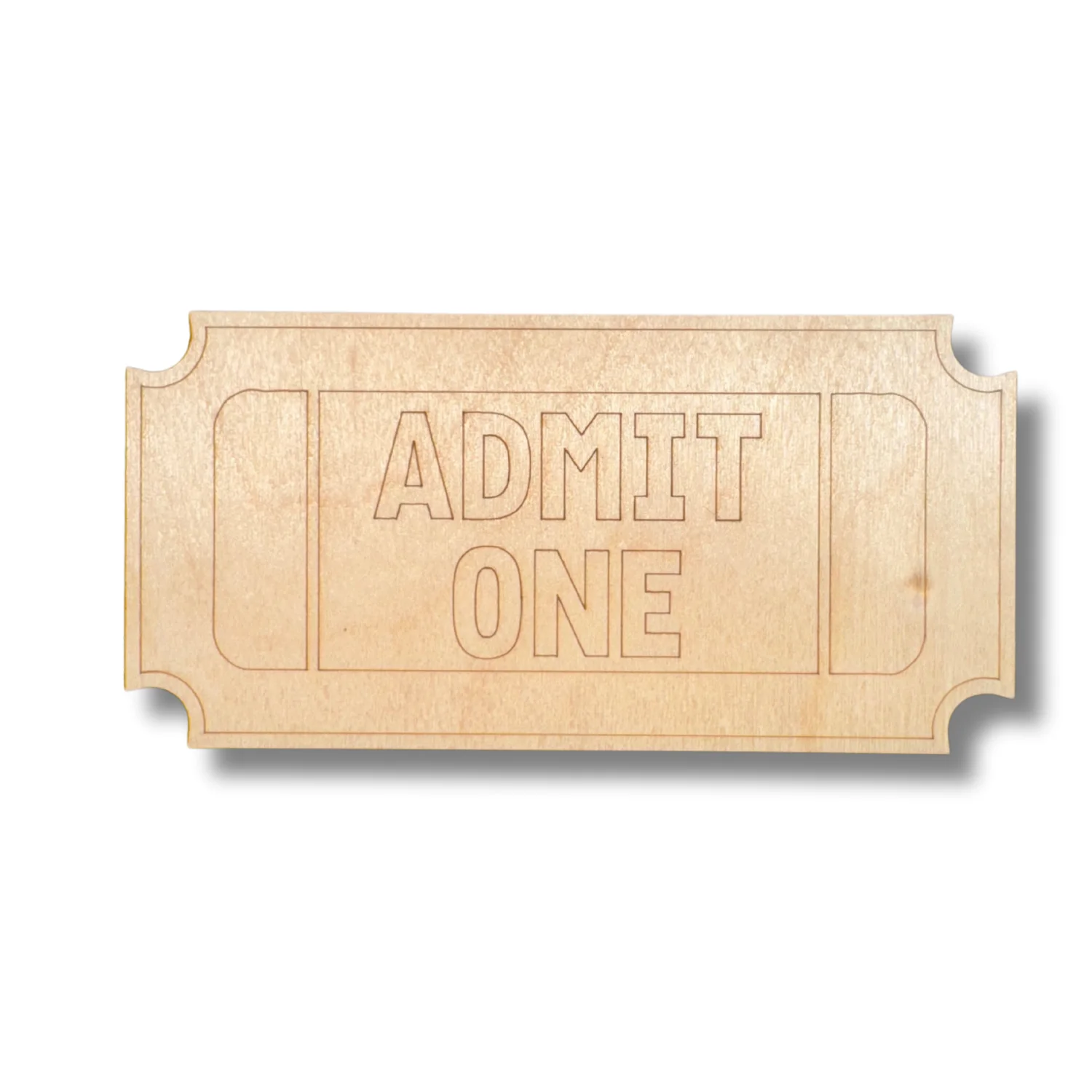 Unfinished Wood Etched Admit One Ticket Shape | Paint By Line Crafts | up to 30" DIY - Image 2