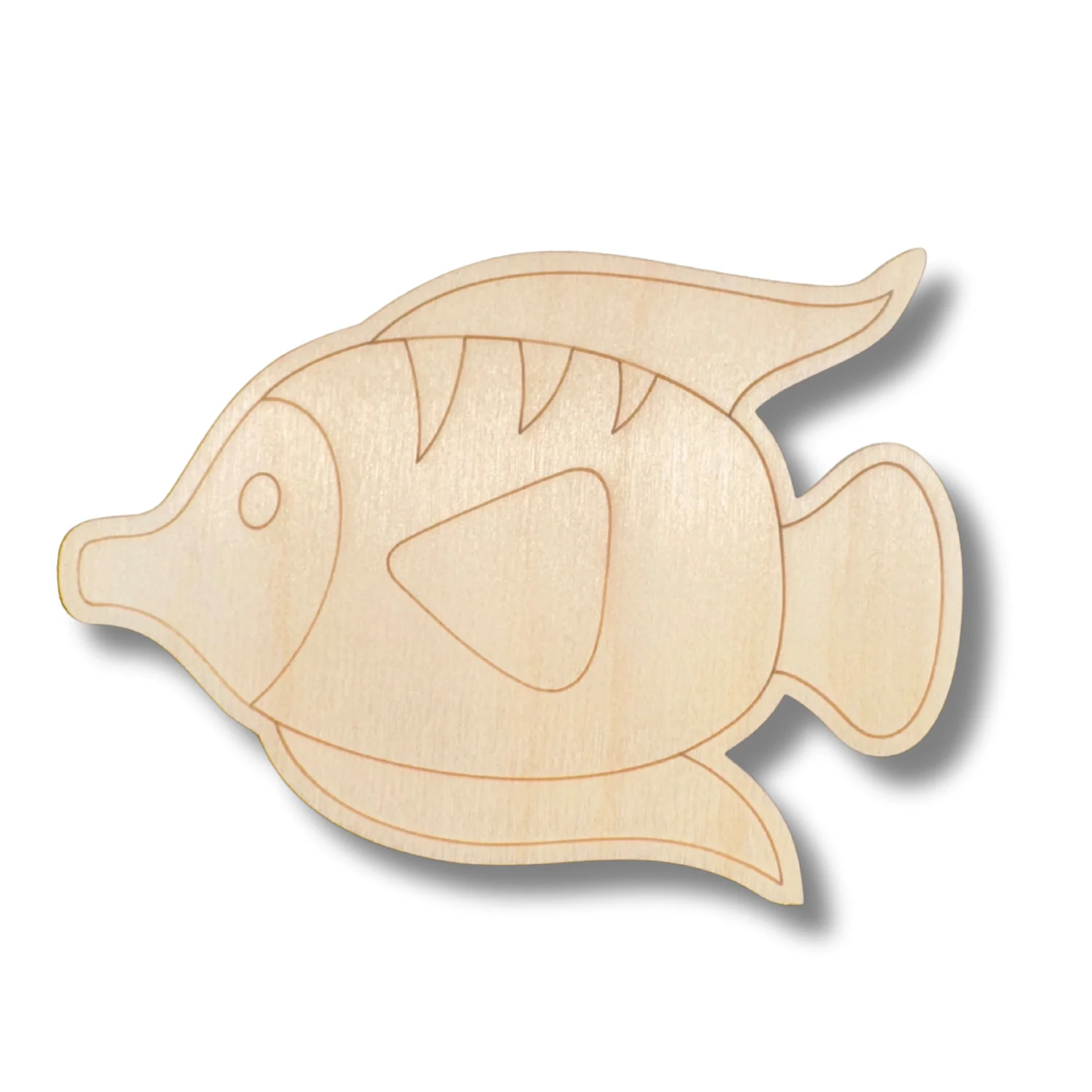 Unfinished Wood Etched Angel Ocean Fish Shape | Paint By Line Crafts | up to 30" DIY - Image 2