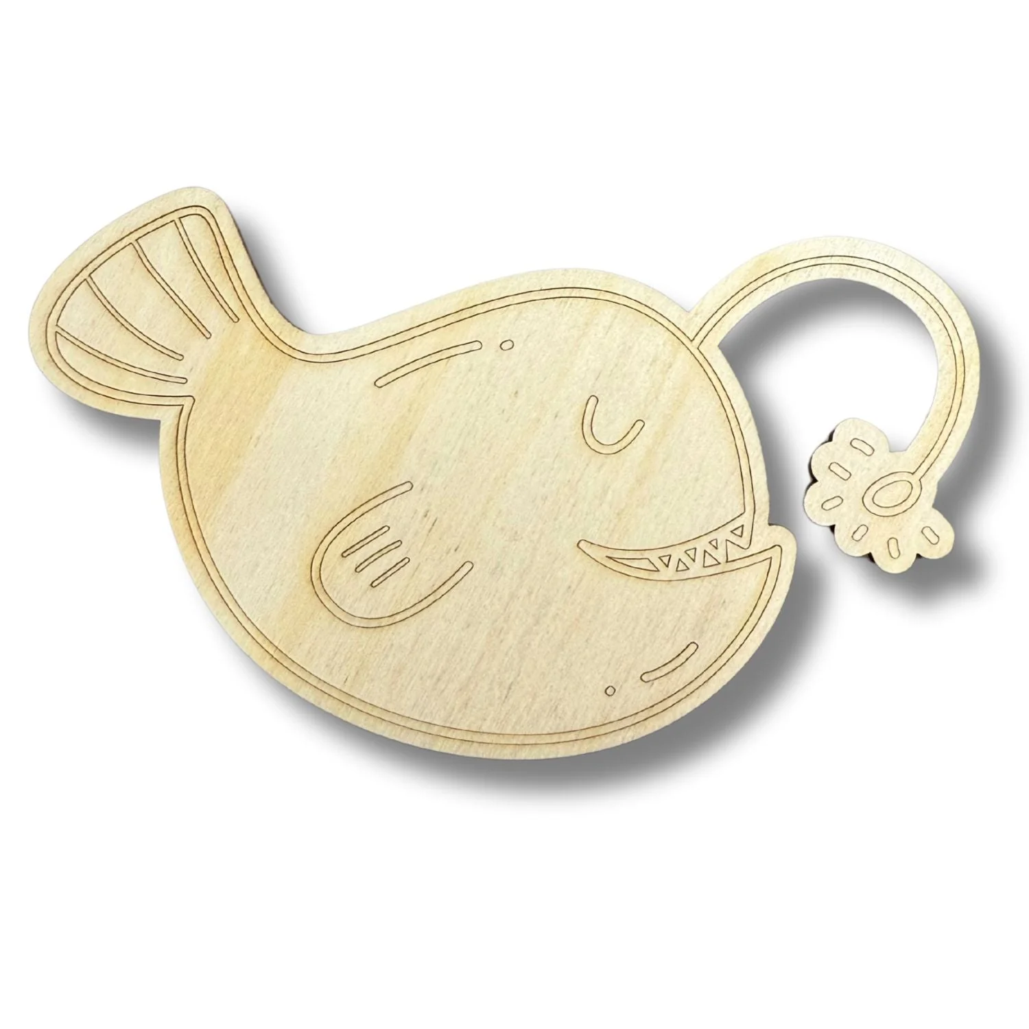 Unfinished Wood Etched Angler Fish Shape | Paint By Line Crafts | up to 30" DIY - Image 2