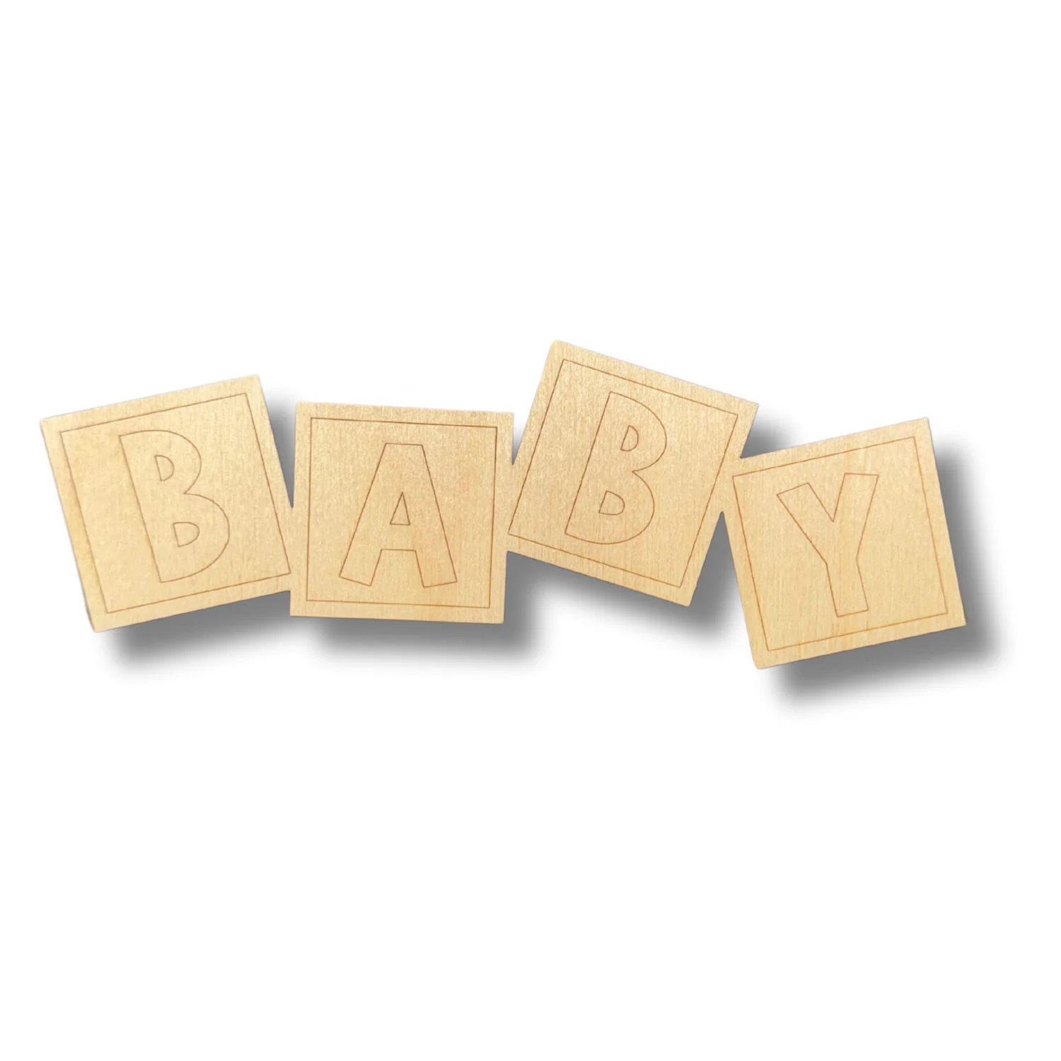 Unfinished Wood Etched BABY Blocks Shape | Paint By Line Crafts | up to 30" DIY - Image 2