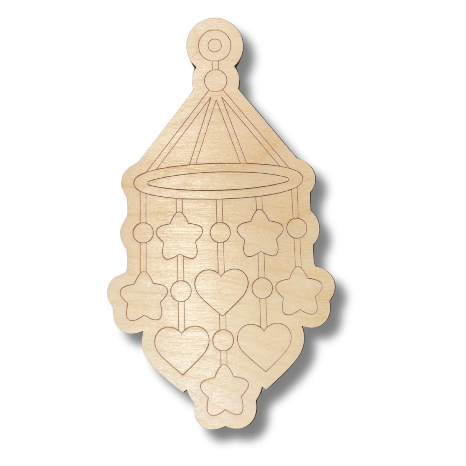 Unfinished Wood Etched Baby Mobile Shape | Paint By Line Crafts | up to 30" DIY - Image 2