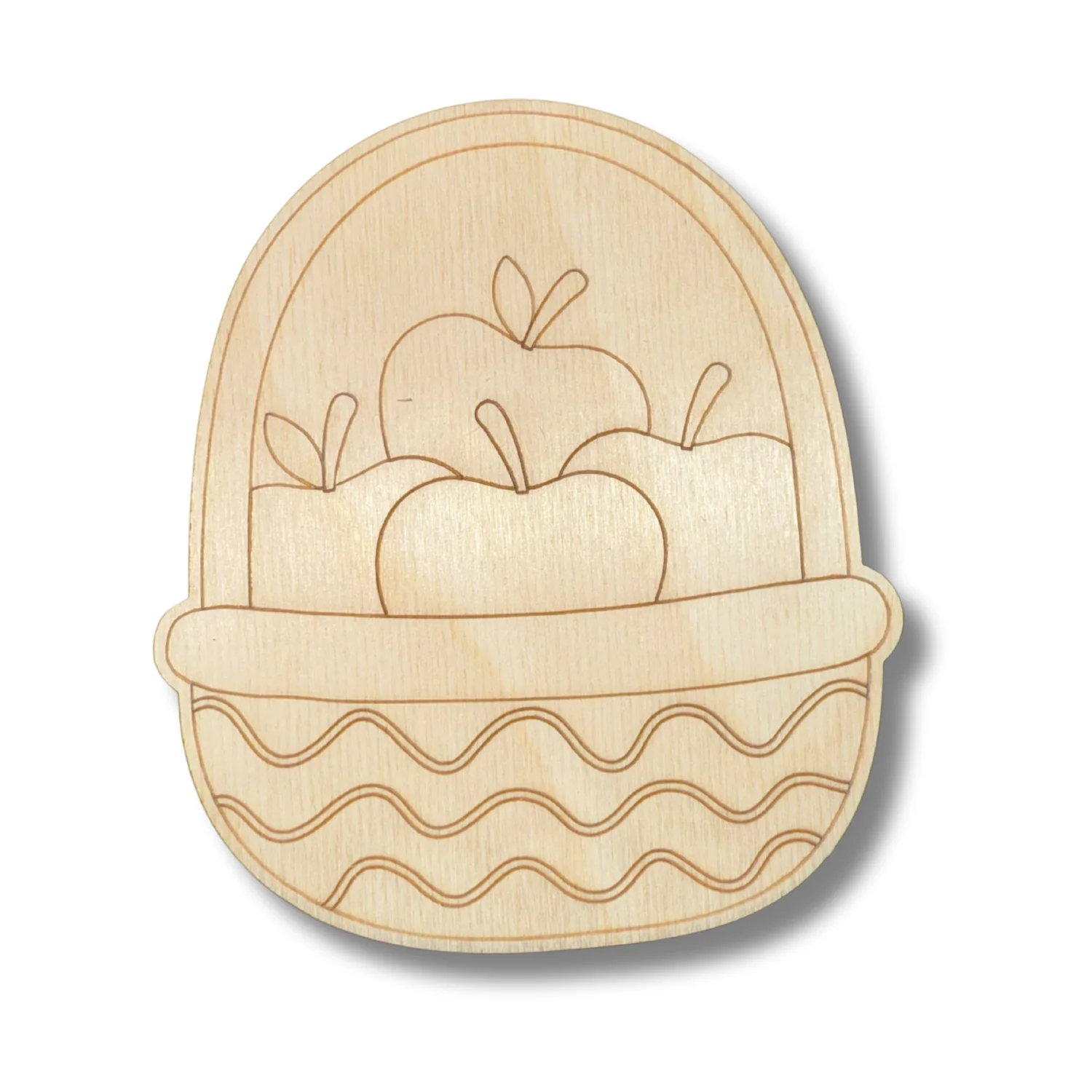 Unfinished Wood Etched Basket of Apples Shape | Paint By Line Crafts | up to 30" DIY - Image 2
