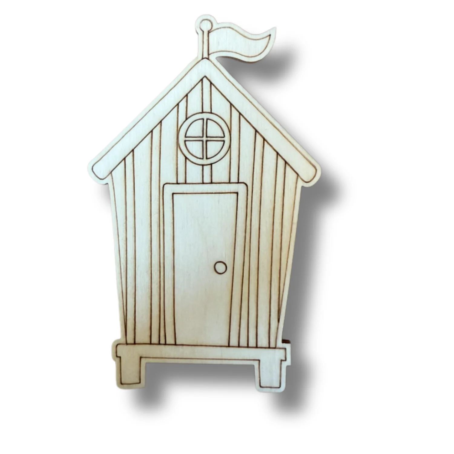 Unfinished Wood Etched Beach Hut Shape | Paint By Line Crafts | up to 30" DIY - Image 2