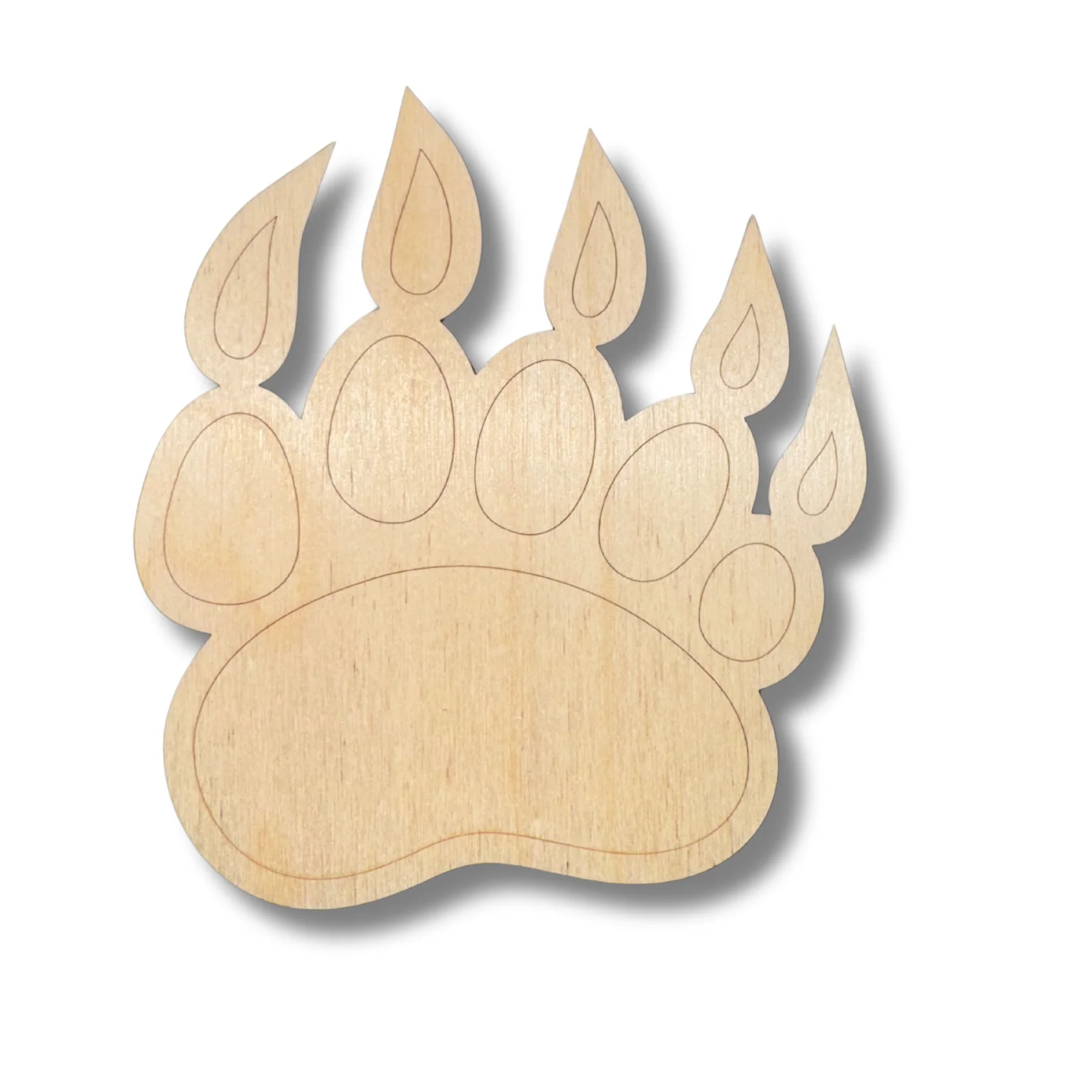 Unfinished Wood Etched Bear Paw Shape | Paint By Line Crafts | up to 30" DIY - Image 2