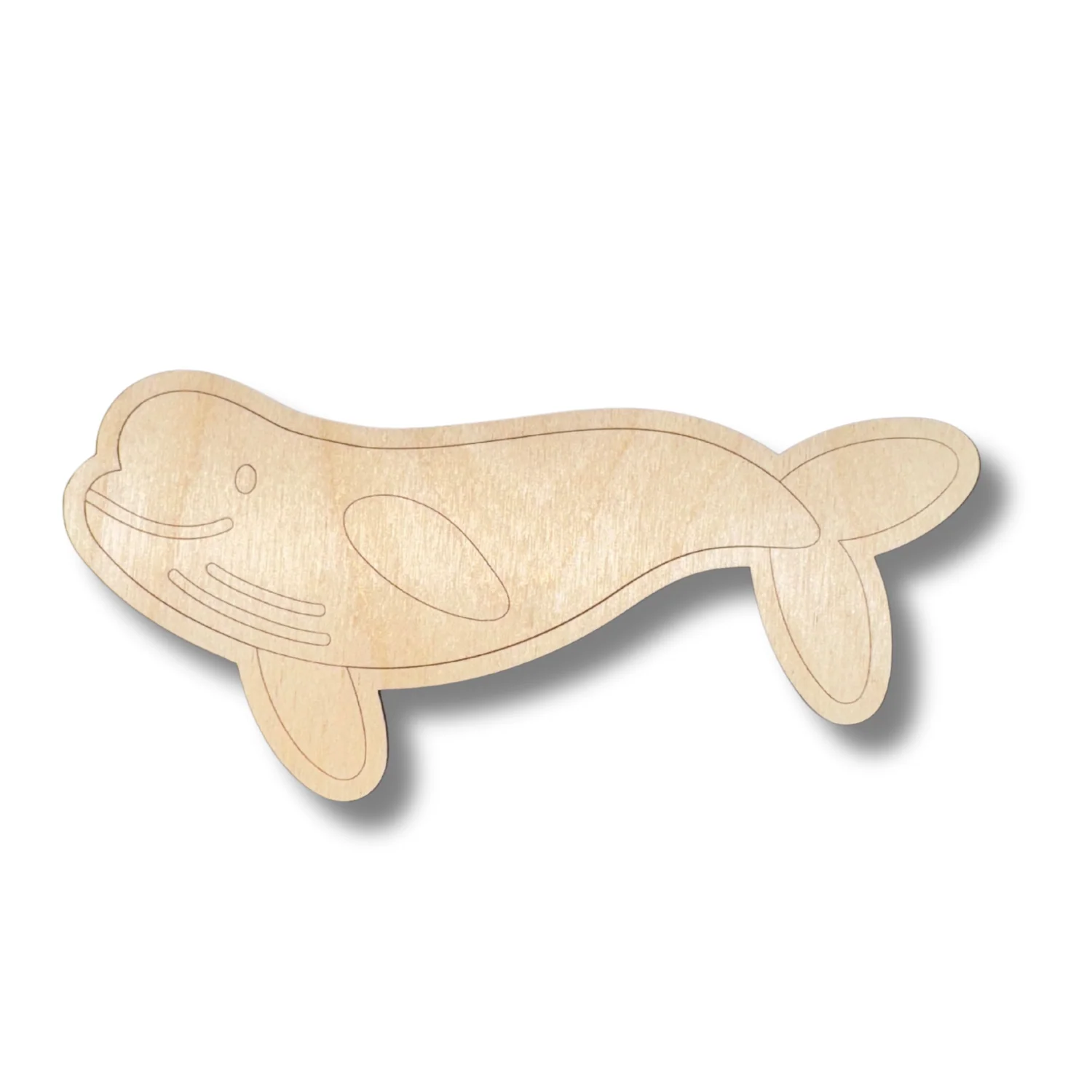 Unfinished Wood Etched Beluga Whale Shape | Paint By Line Crafts | up to 30" DIY - Image 2