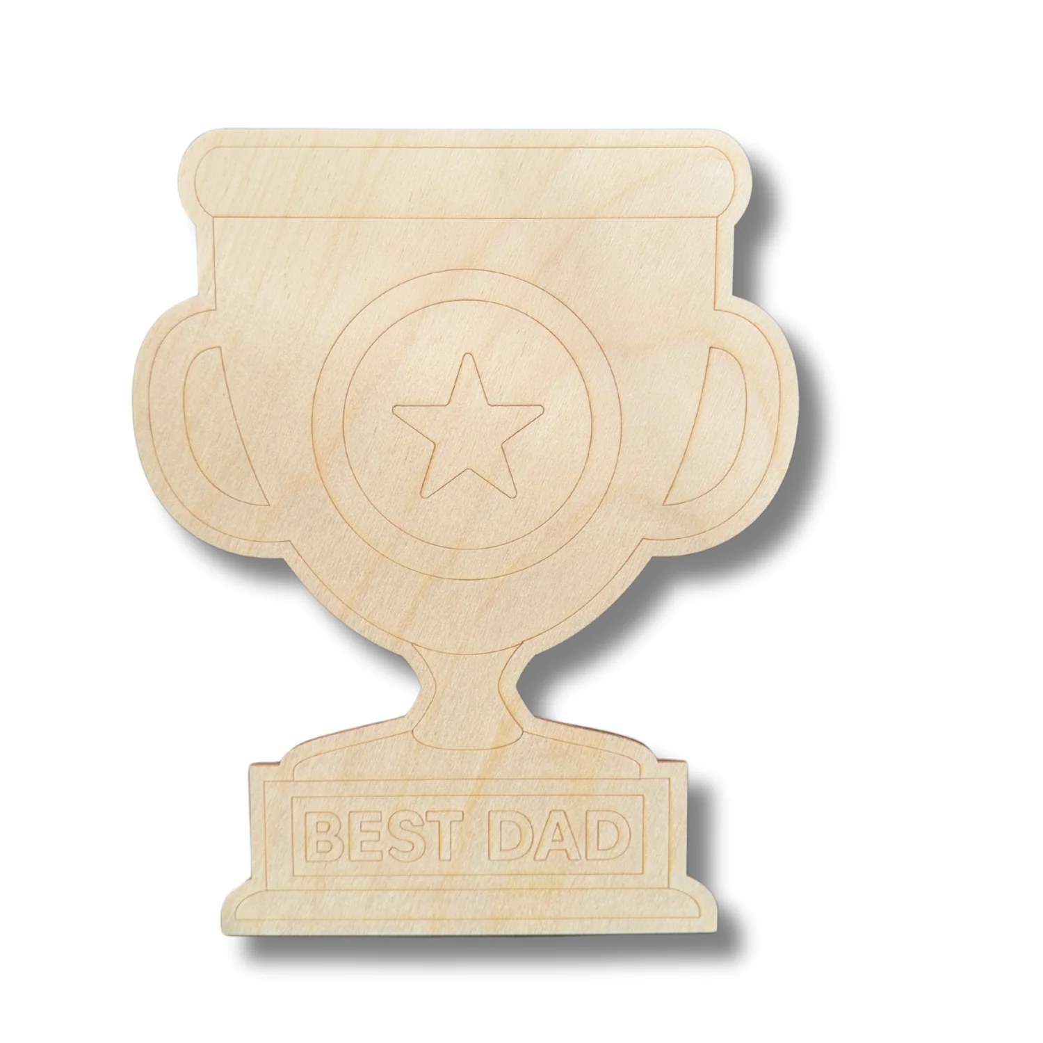 Unfinished Wood Etched Best Dad Trophy Shape | Paint By Line Crafts | up to 30" DIY - Image 2