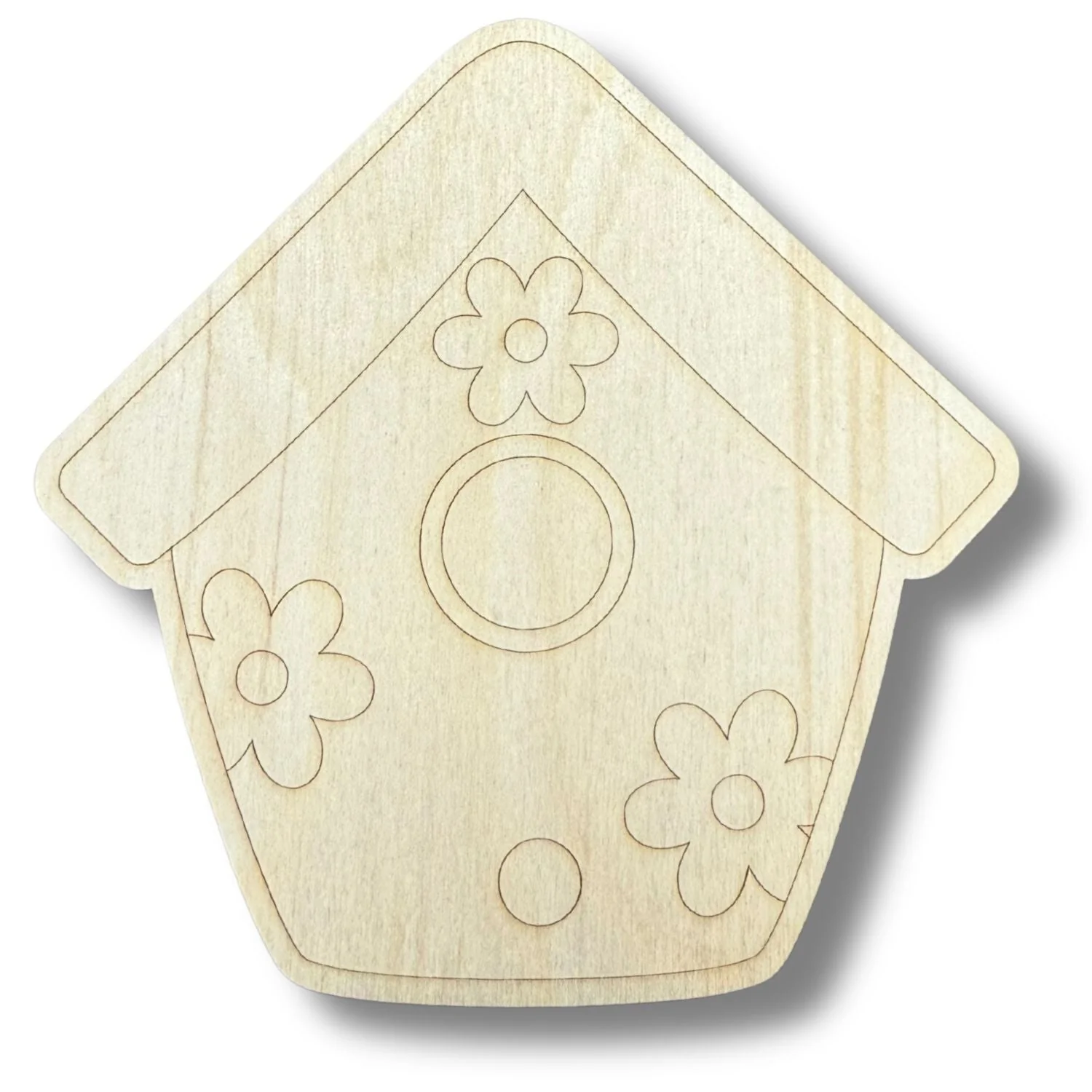 Unfinished Wood Etched Bird House Shape | Paint By Line Crafts | up to 30" DIY - Image 2