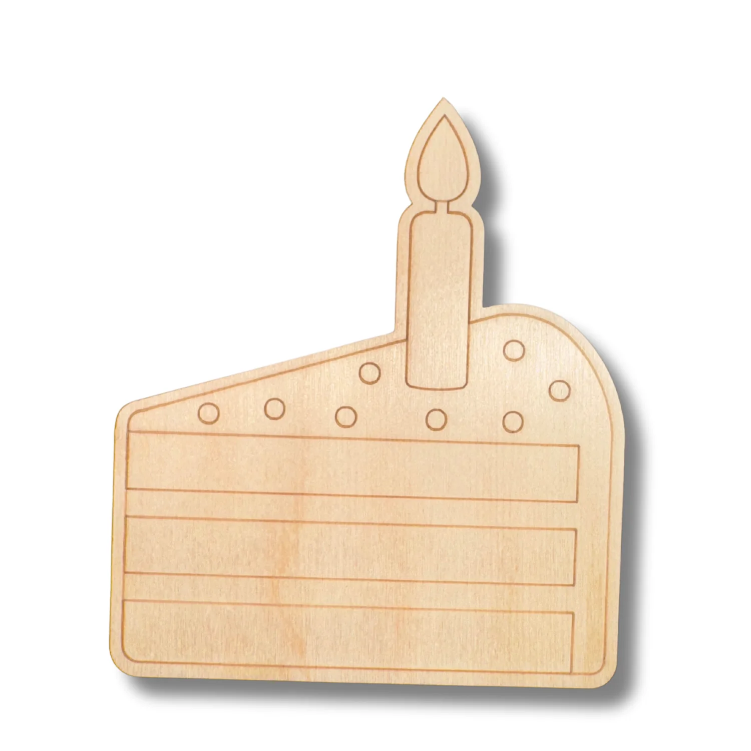 Unfinished Wood Etched Birthday Cake Slice Shape | Paint By Line Crafts | up to 30" DIY - Image 2