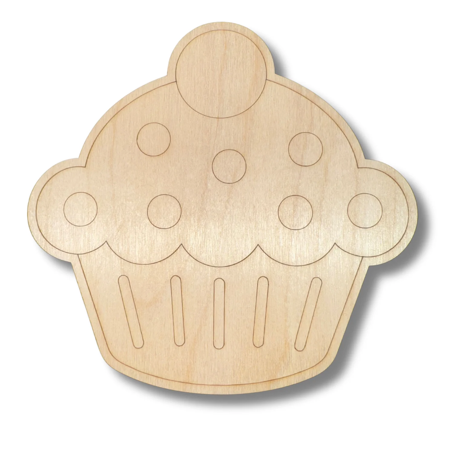 Unfinished Wood Etched Birthday Cupcake Shape | Paint By Line Crafts | up to 30" DIY - Image 2
