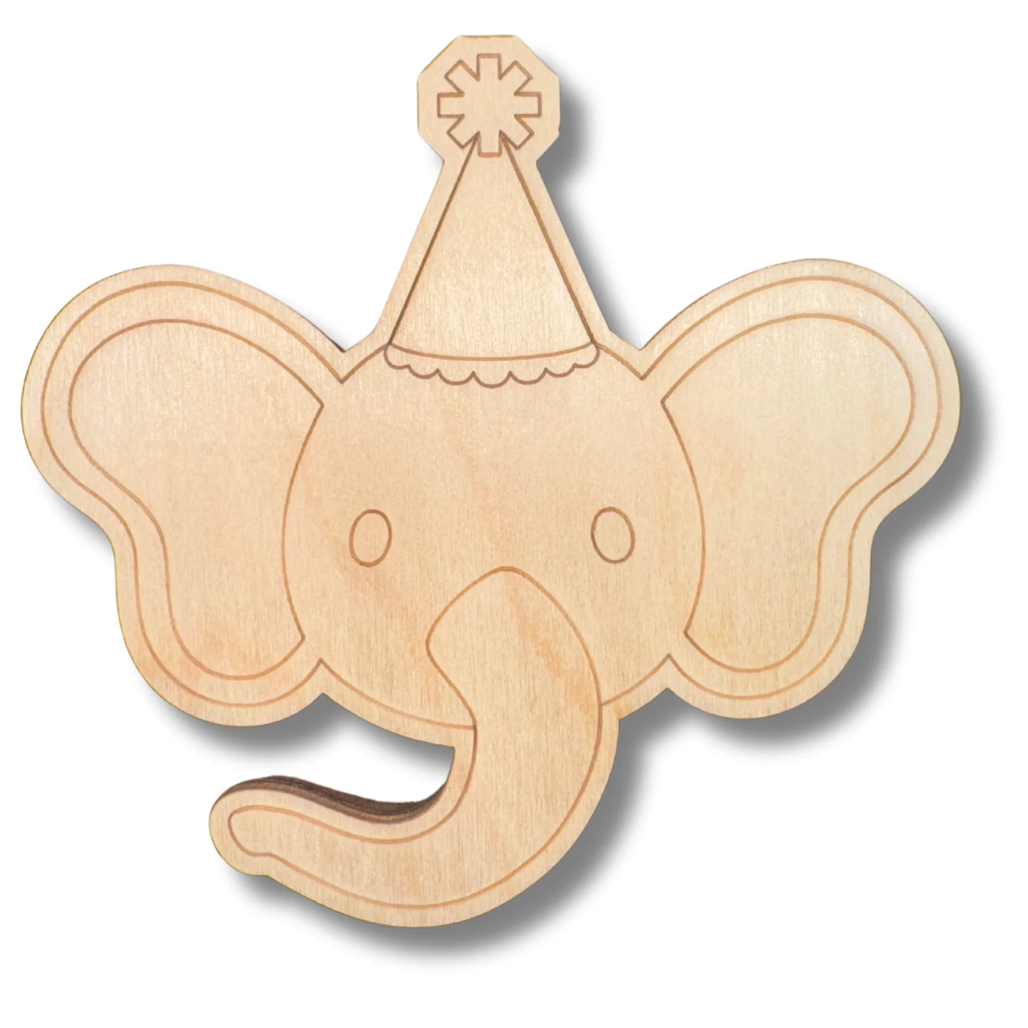 Unfinished Wood Etched Birthday Elephant Shape | Paint By Line Crafts | up to 30" DIY - Image 2