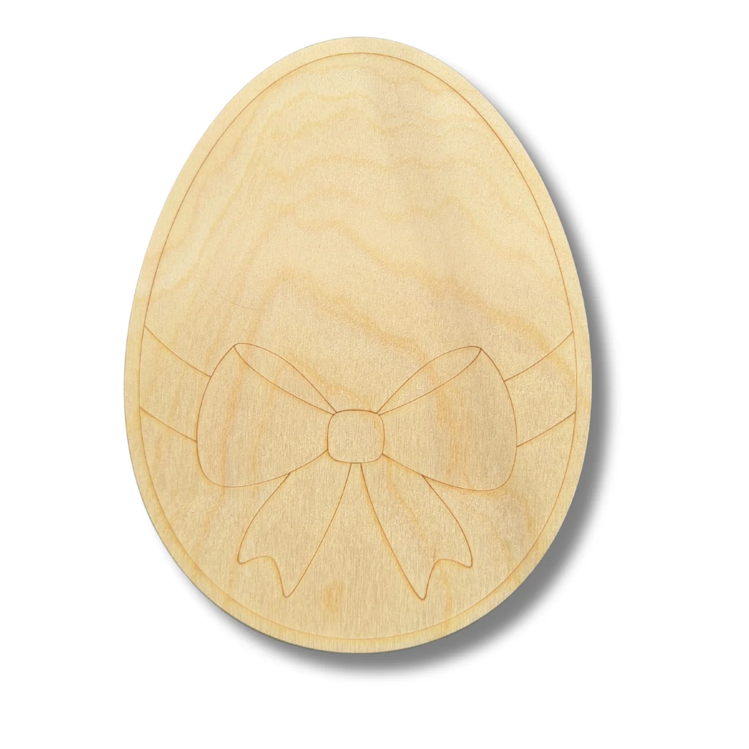 Unfinished Wood Etched Bow Easter Egg Shape | Paint By Line Crafts | up to 30" DIY - Image 2