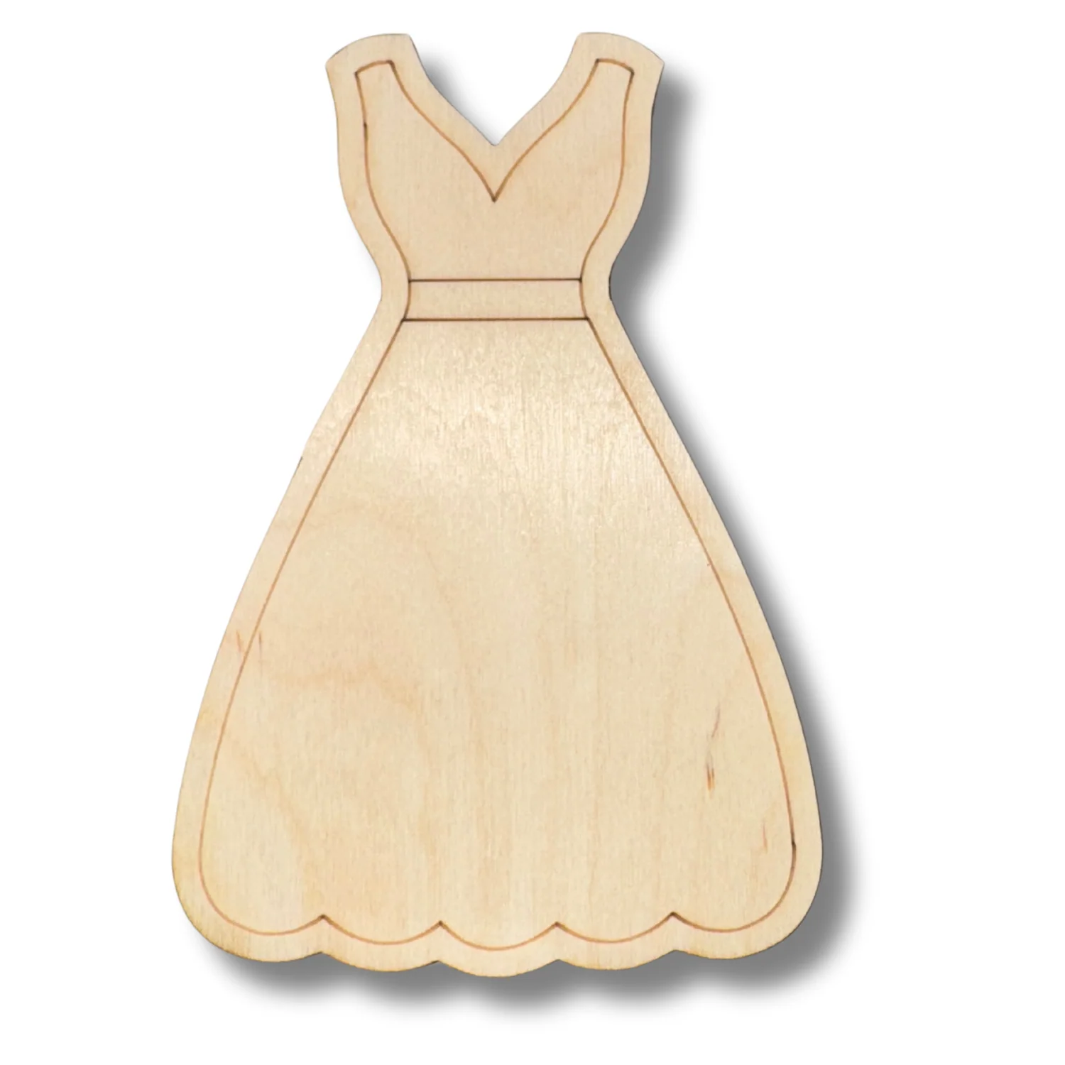 Unfinished Wood Etched Bridesmaid Dress Shape | Paint By Line Crafts | up to 30" DIY - Image 2