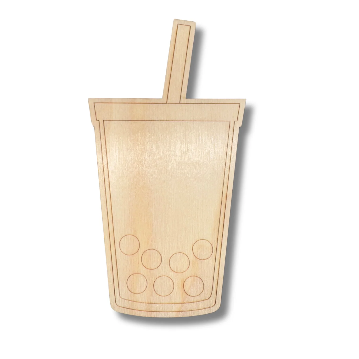 Unfinished Wood Etched Bubble Tea Shape | Paint By Line Crafts | up to 30" DIY - Image 2
