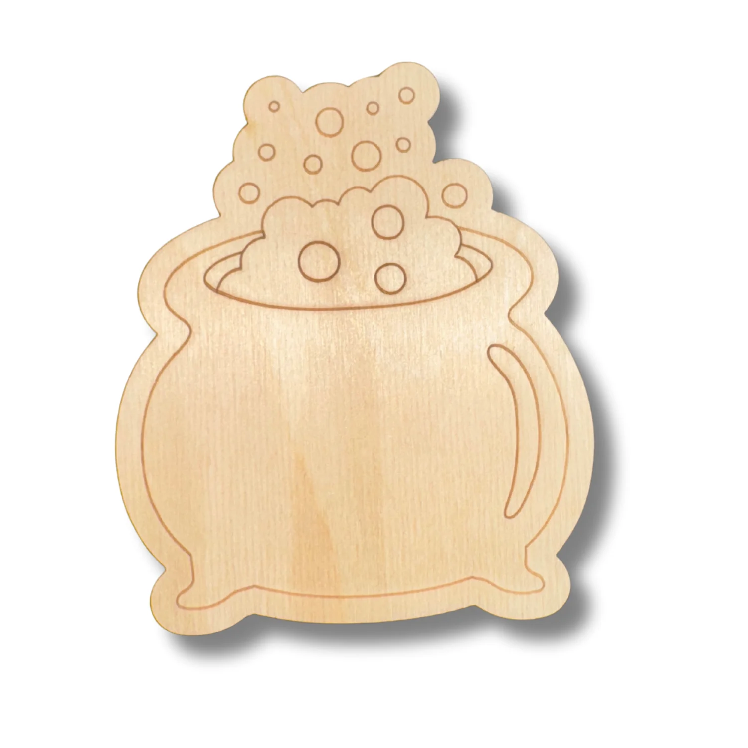 Unfinished Wood Etched Bubbling Witch Cauldron Shape | Paint By Line Crafts | up to 30" DIY - Image 2