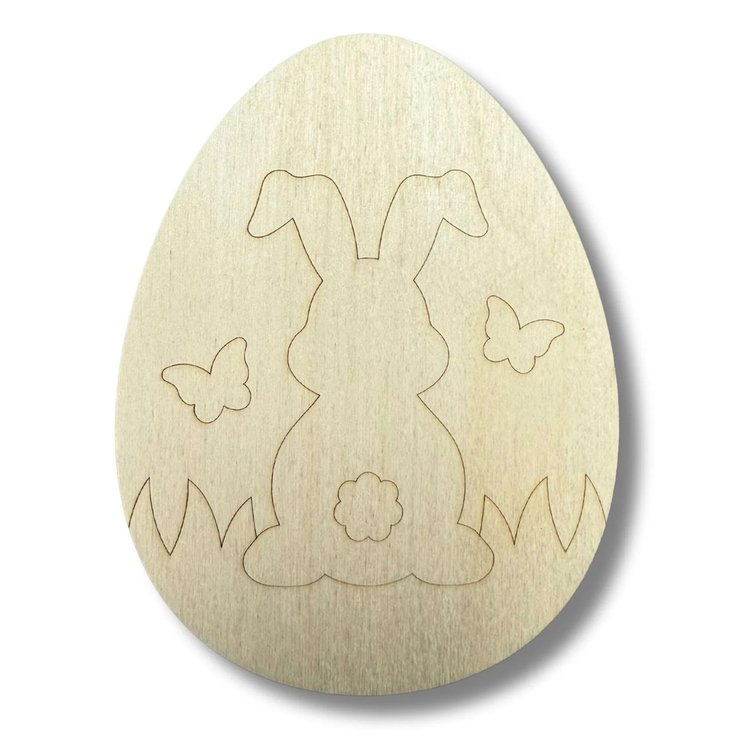 Unfinished Wood Etched Bunny Pattern Egg Shape | Paint By Line Crafts | up to 30" DIY - Image 2