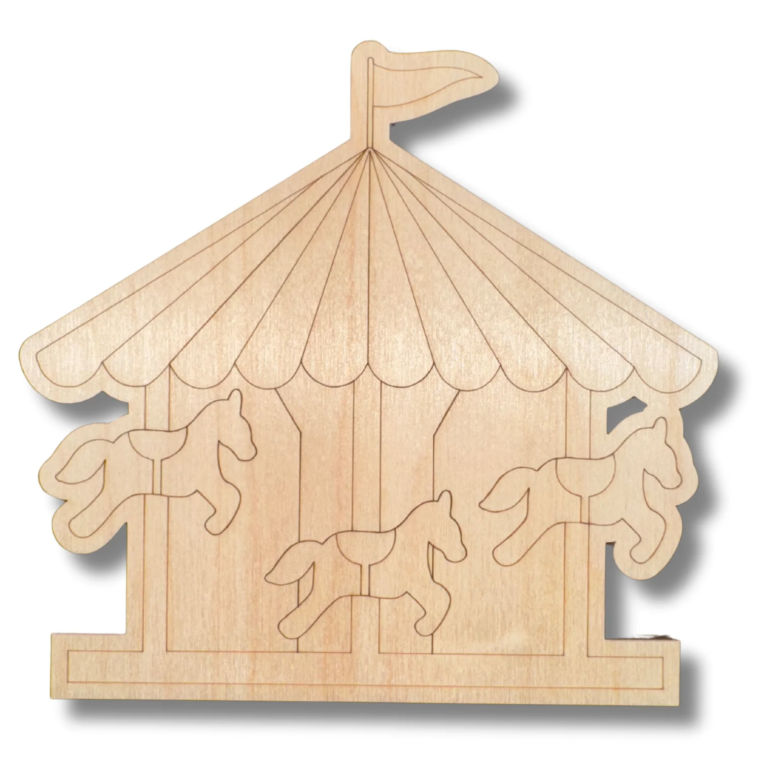 Unfinished Wood Etched Carousel Shape | Paint By Line Crafts | up to 30" DIY - Image 2