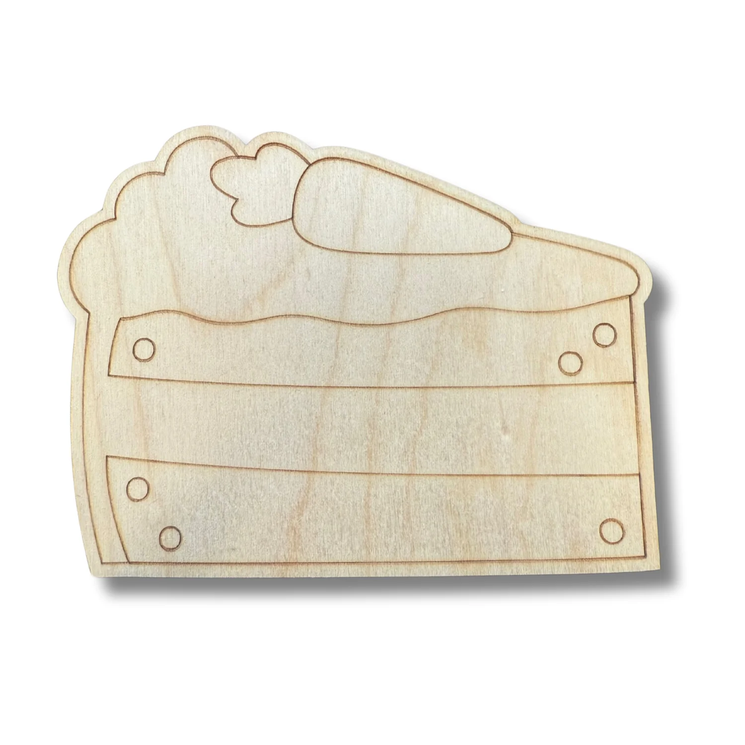 Unfinished Wood Etched Carrot Cake Shape | Paint By Line Crafts | up to 30" DIY - Image 2