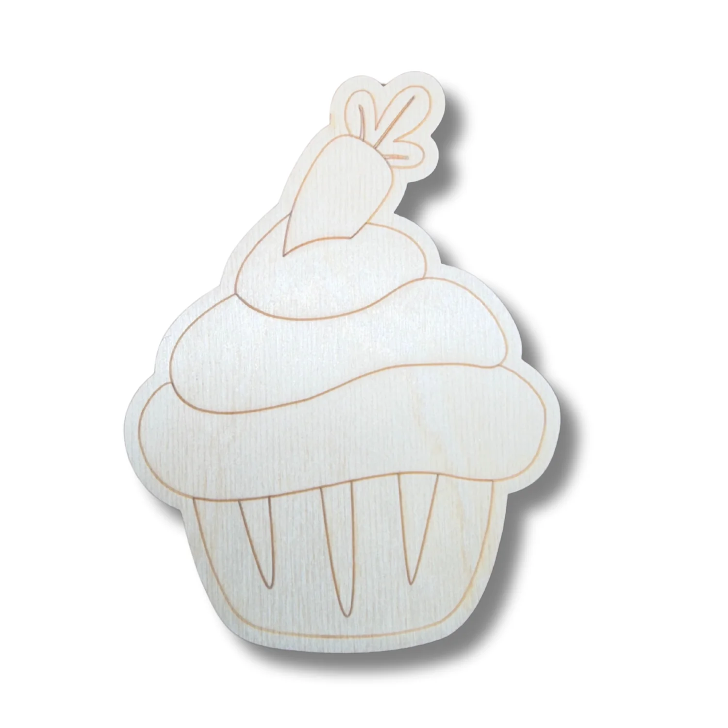 Unfinished Wood Etched Carrot Cup Cake Shape | Paint By Line Crafts | up to 30" DIY - Image 2