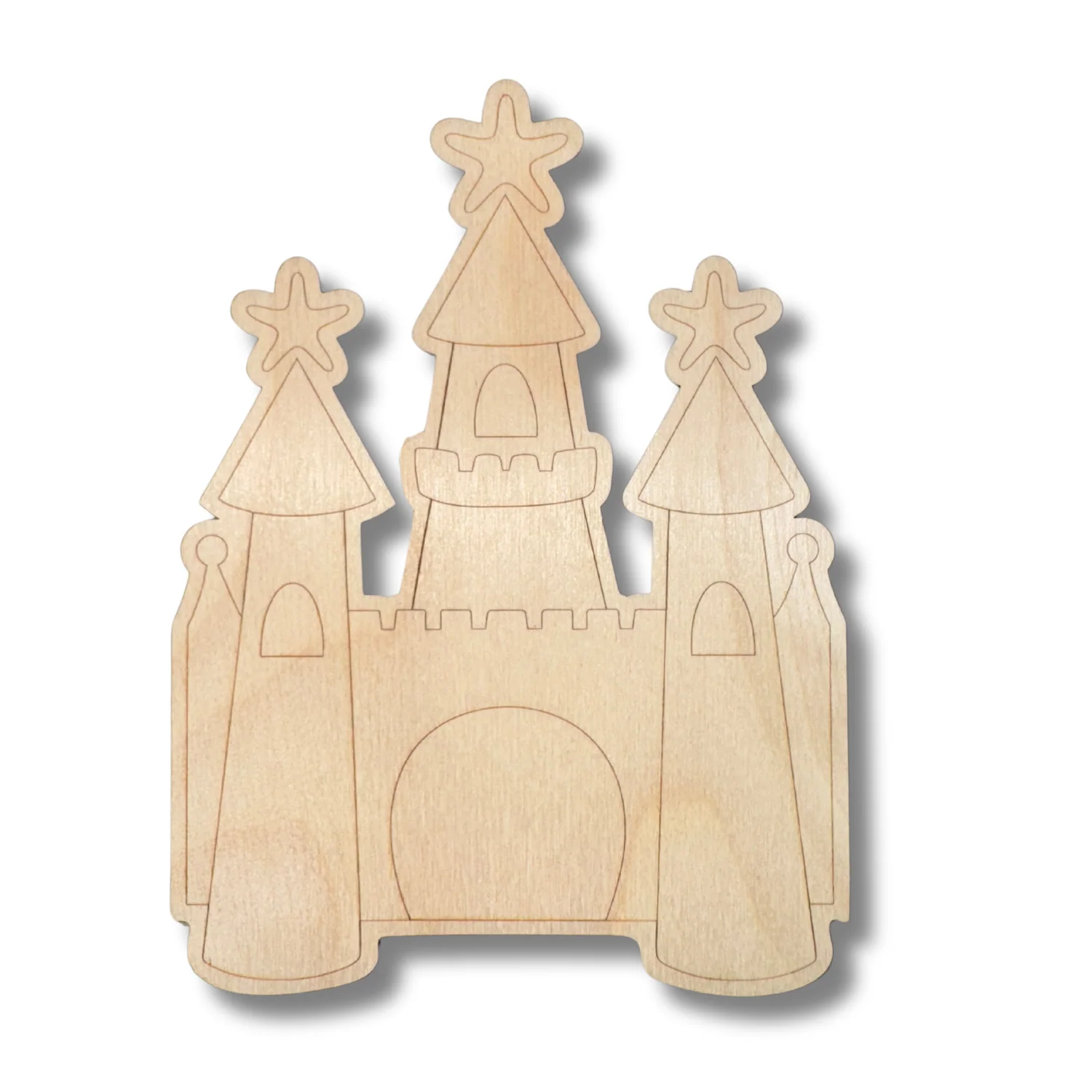 Unfinished Wood Etched Castle Shape | Paint By Line Crafts | up to 30" DIY - Image 2