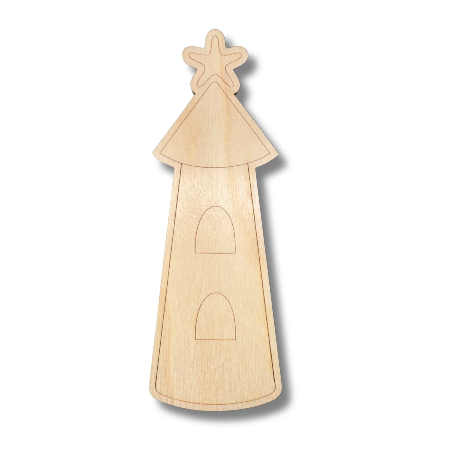 Unfinished Wood Etched Castle Tower Shape | Paint By Line Crafts | up to 30" DIY - Image 2
